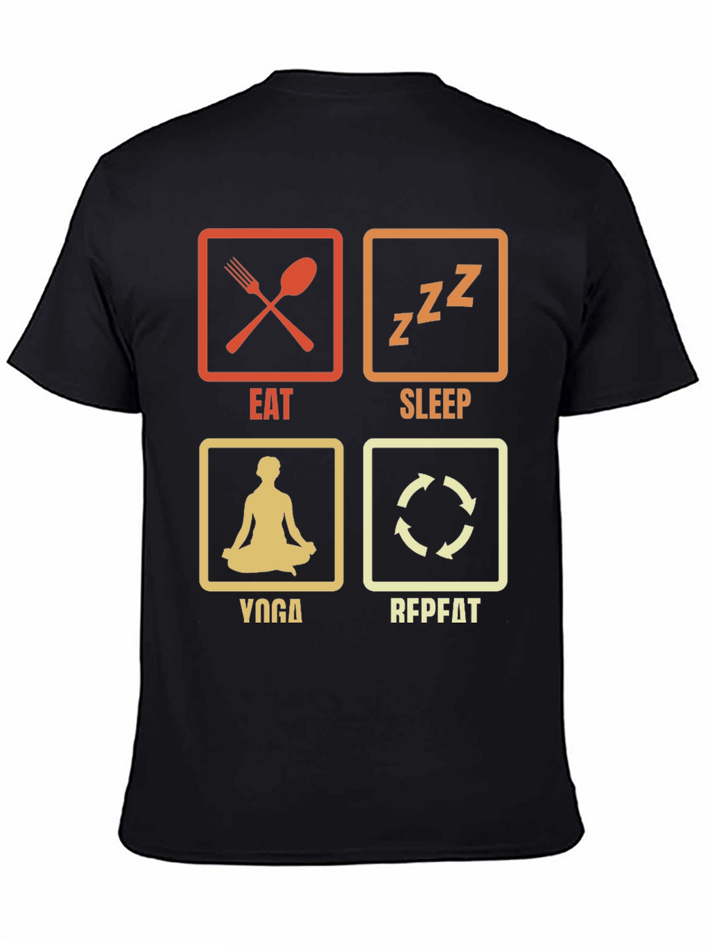 Eat Sleep Yoga Repeat Black Graphic T-Shirt
