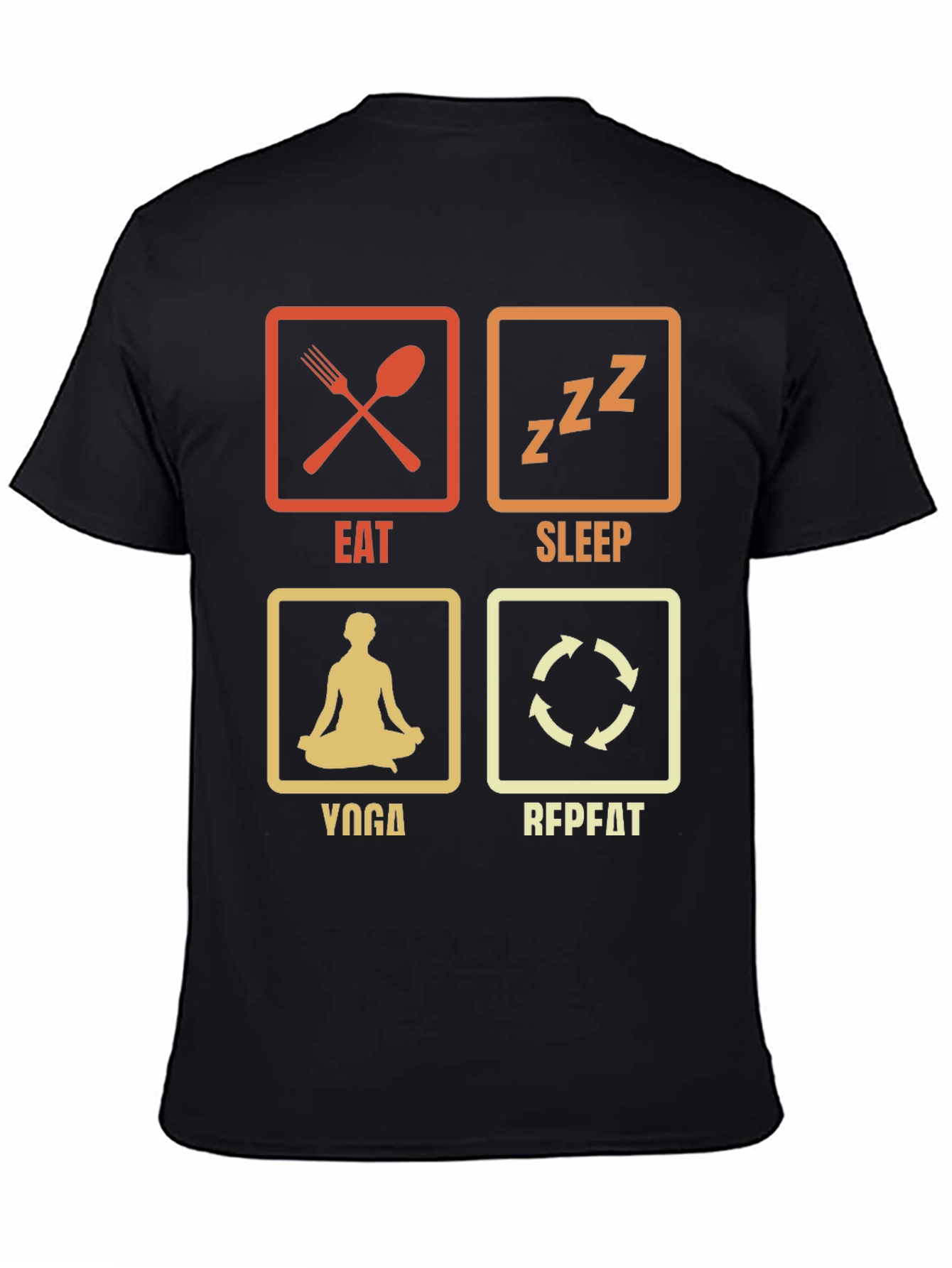 Eat Sleep Yoga Repeat Black Graphic T-Shirt