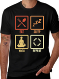 Eat Sleep Yoga Repeat Black Graphic T-Shirt
