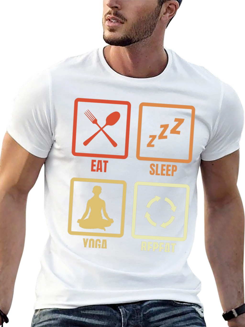 Eat Sleep Yoga Repeat Black Graphic T-Shirt