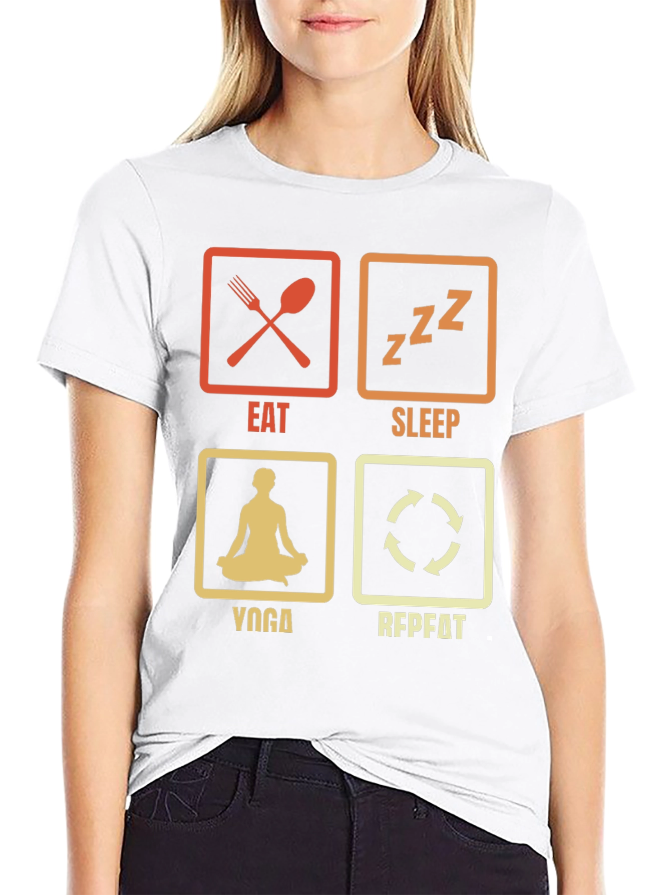 Eat Sleep Yoga Repeat Black Graphic T-Shirt