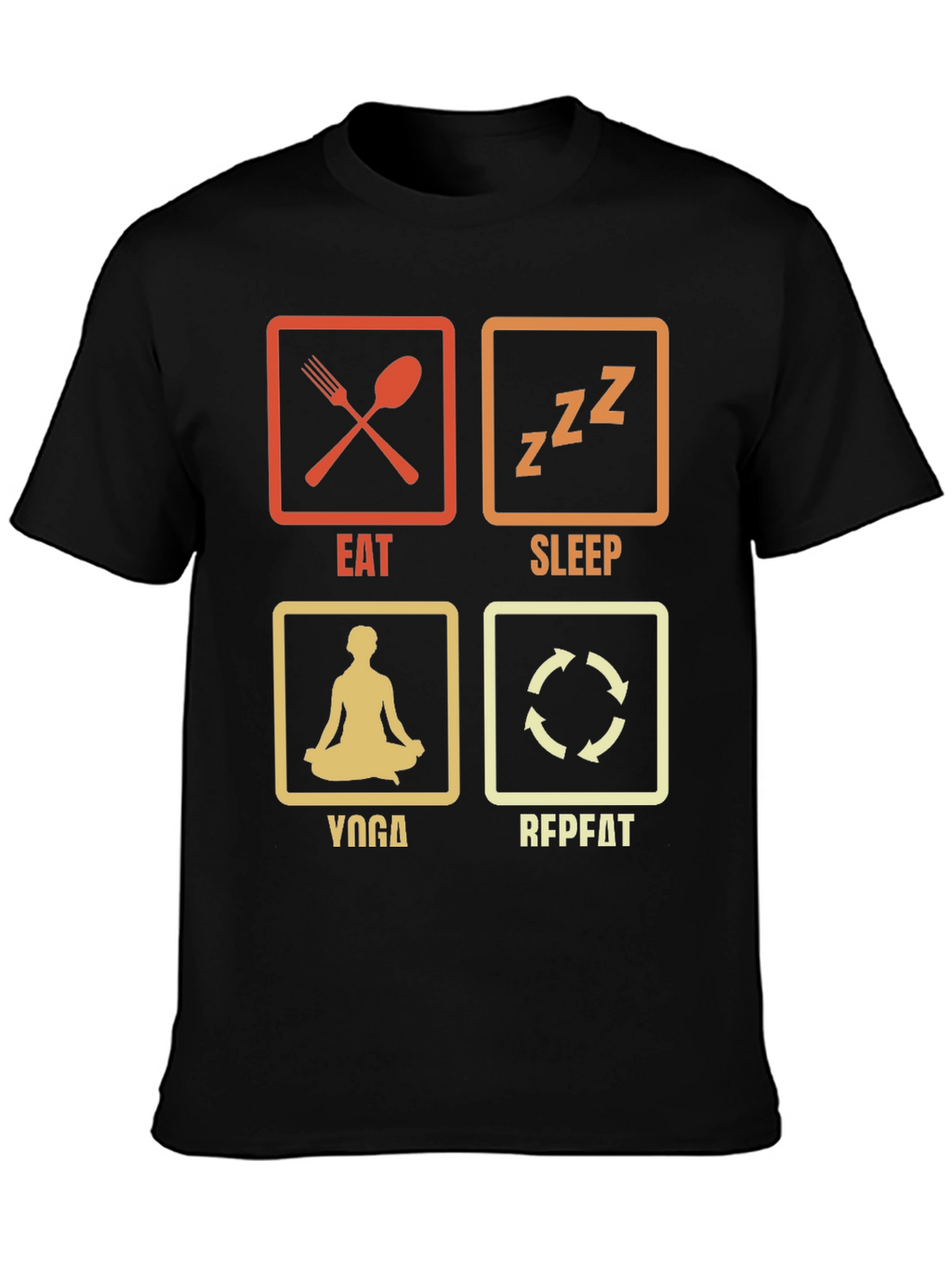 Eat Sleep Yoga Repeat Black Graphic T-Shirt