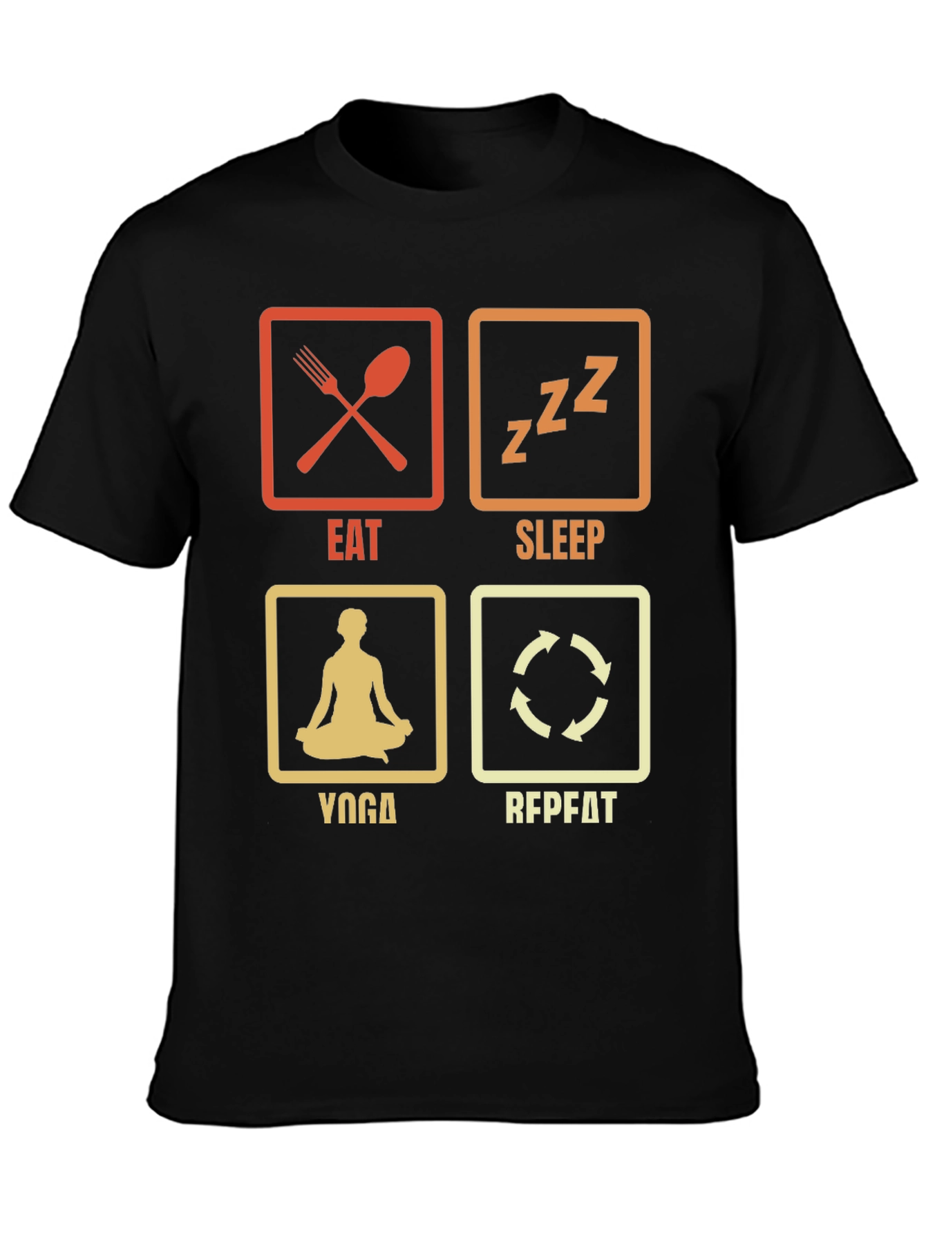 Eat Sleep Yoga Repeat Black Graphic T-Shirt