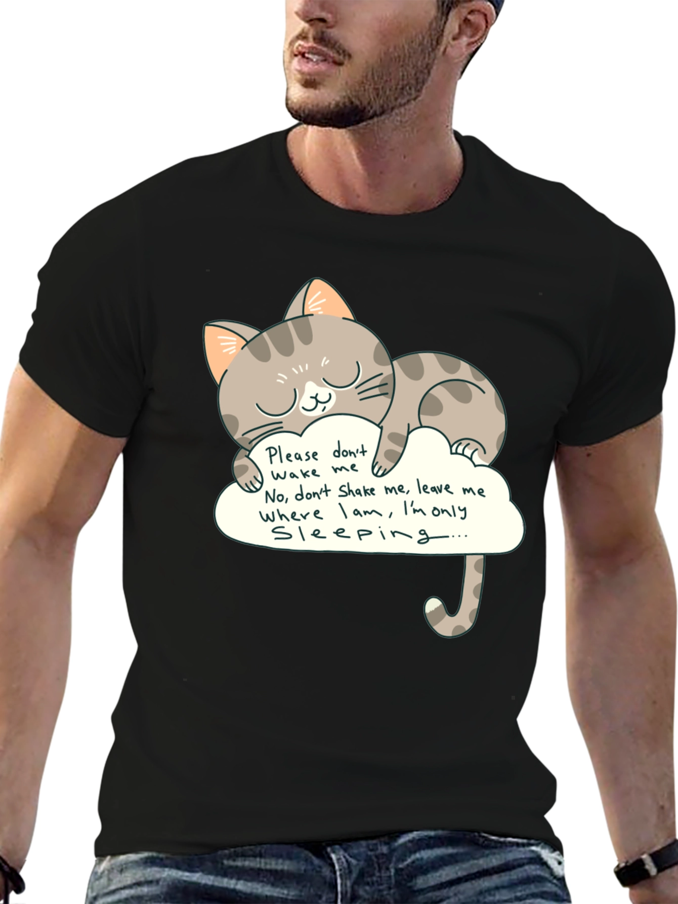 Cute Sleeping Cat T-Shirt - Dont Wake Me