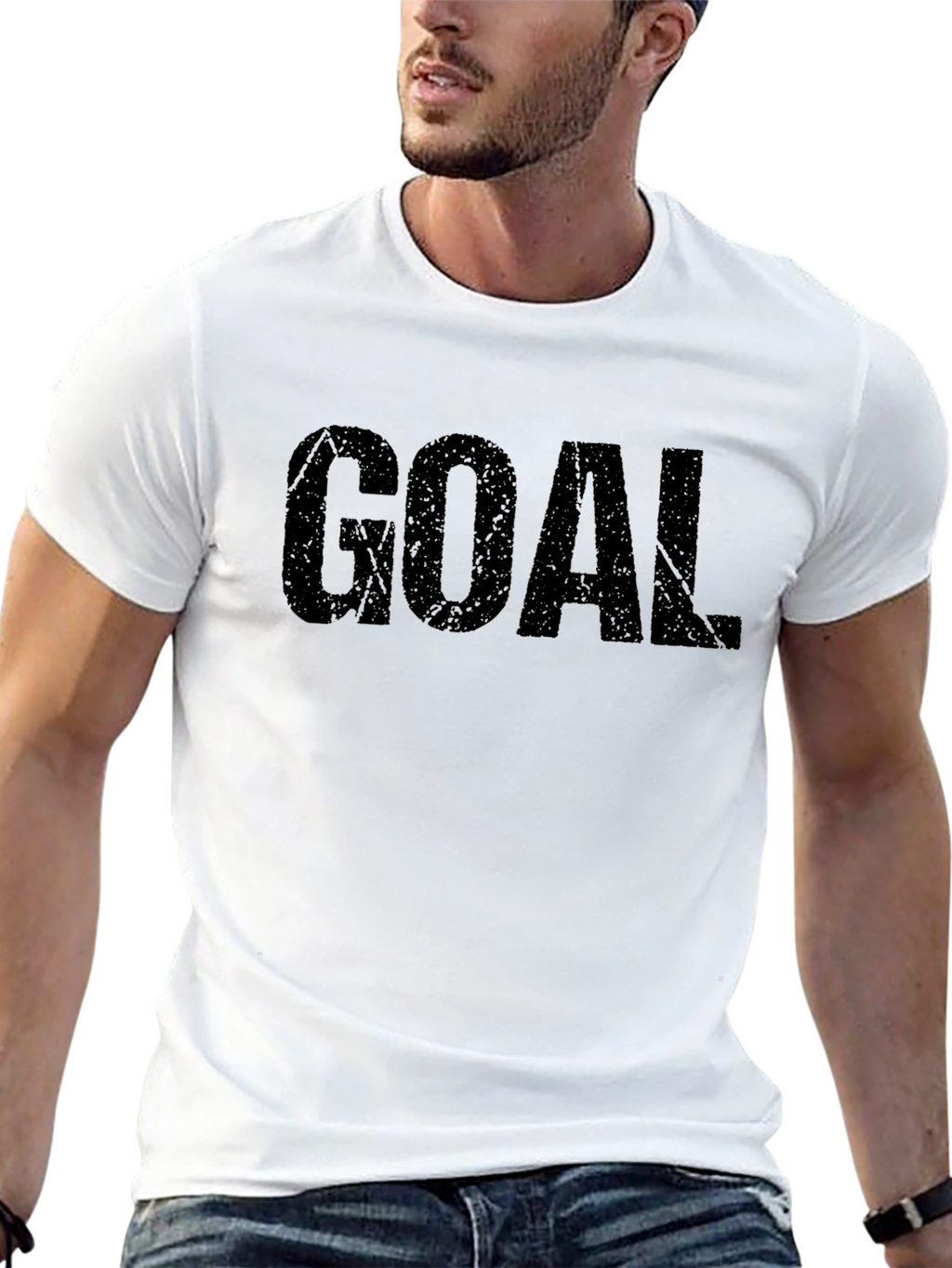 Mens Black GOAL Graphic Tee - Casual Style