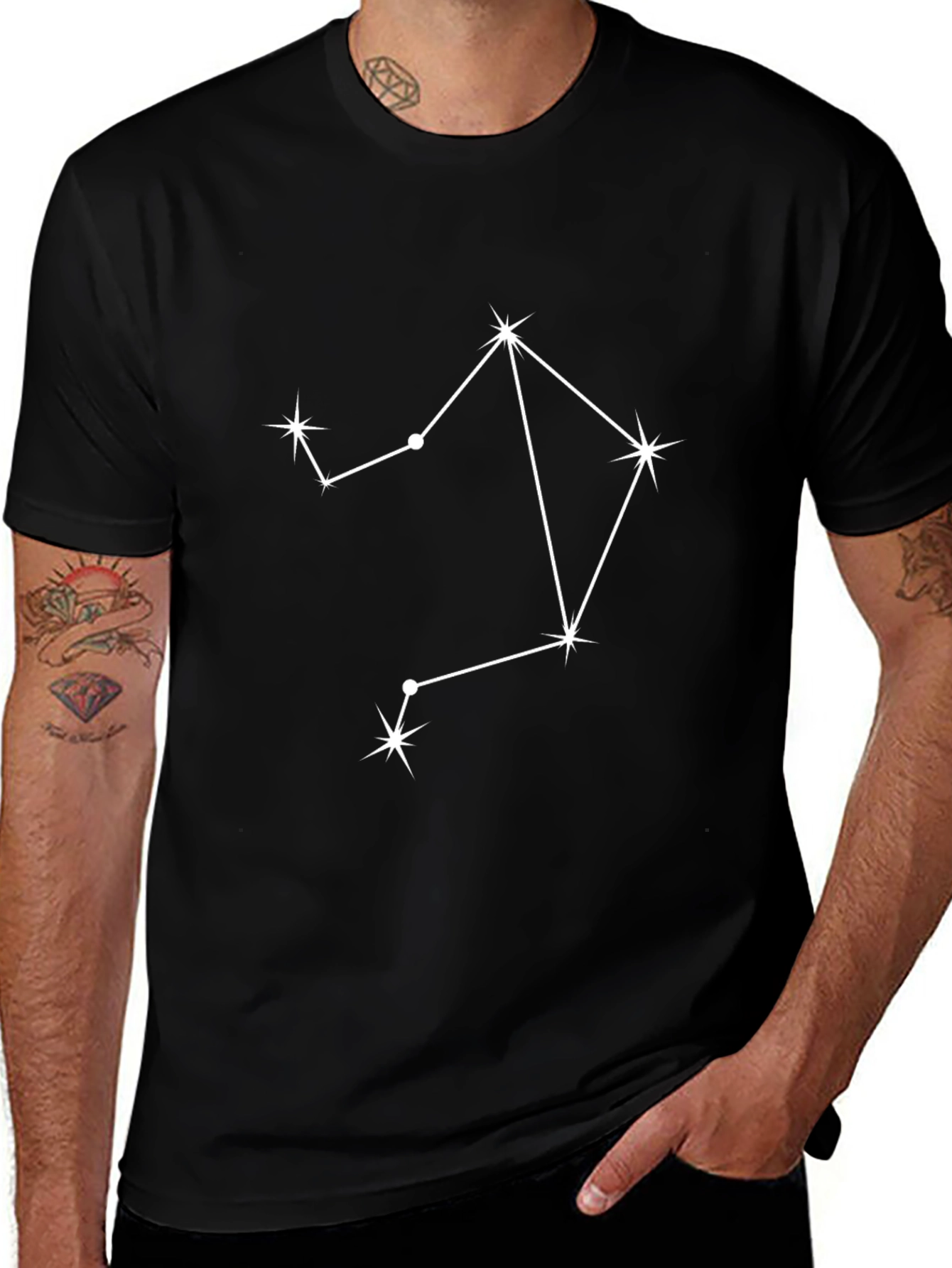Libra Constellation Graphic Tee - Black Cotton Blend