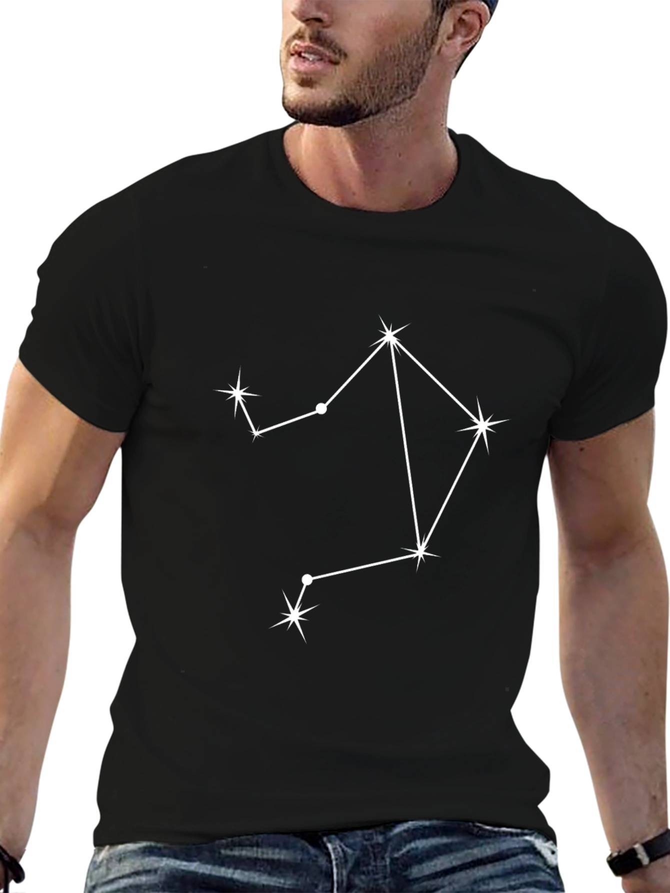 Libra Constellation Graphic Tee - Black Cotton Blend