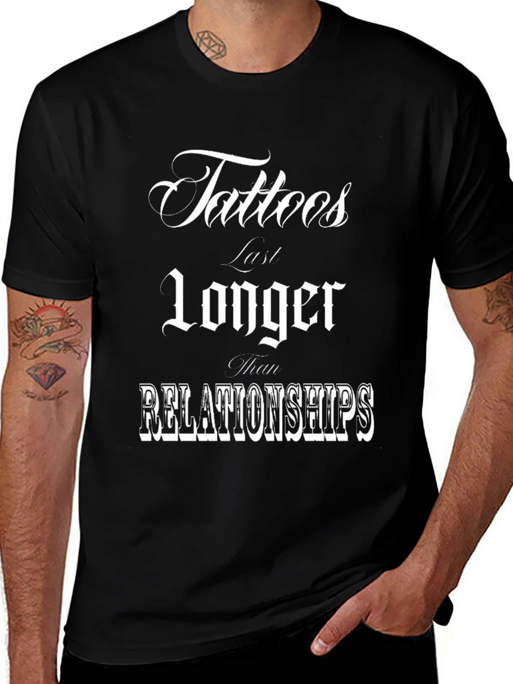 Tattoos Last Longer Graphic Tee - Mens Black T-Shirt