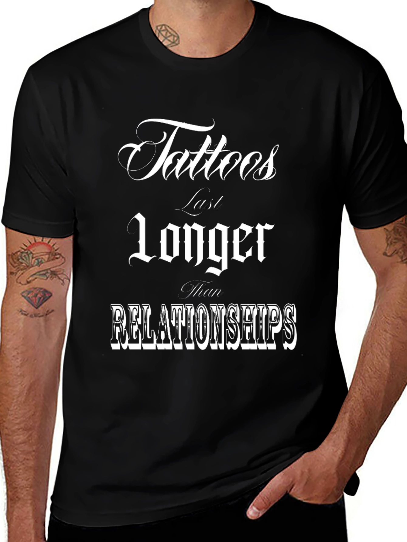 Tattoos Last Longer Graphic Tee - Mens Black T-Shirt