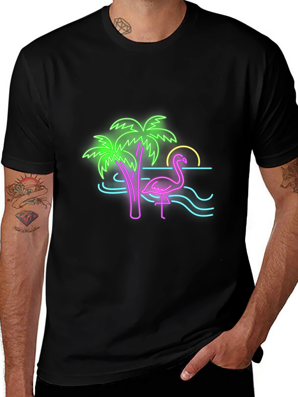 Neon Flamingo Graphic T-Shirt