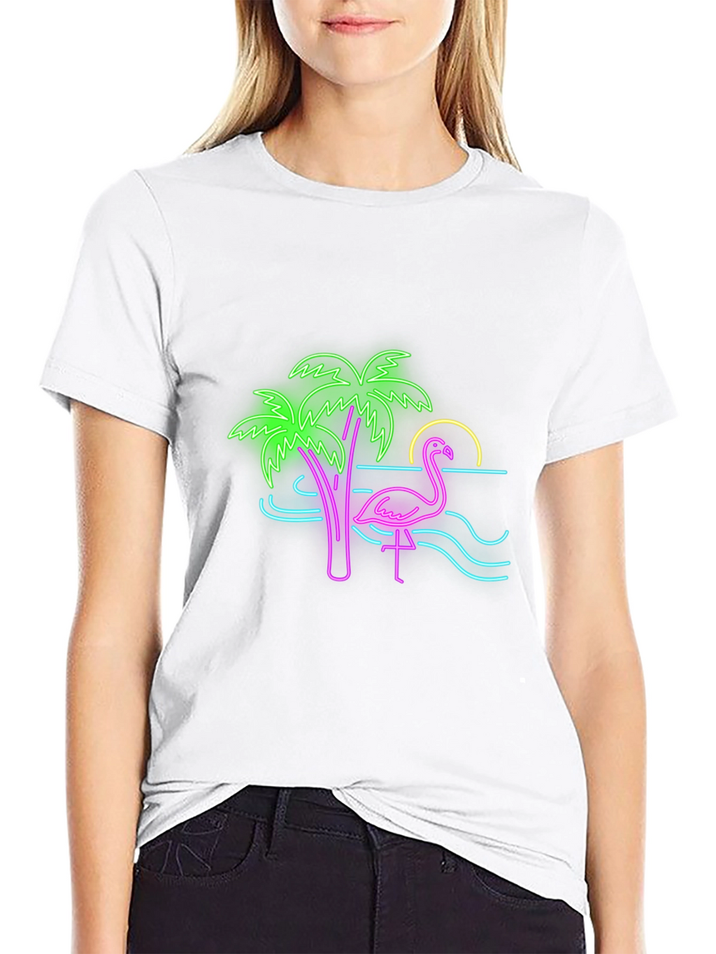 Neon Flamingo Graphic T-Shirt