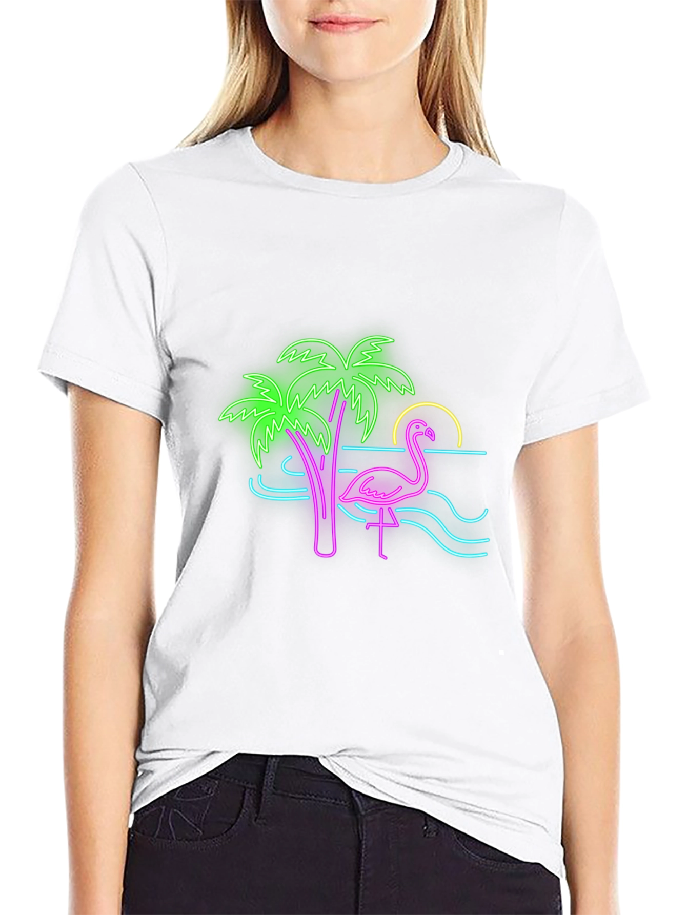 Neon Flamingo Graphic T-Shirt