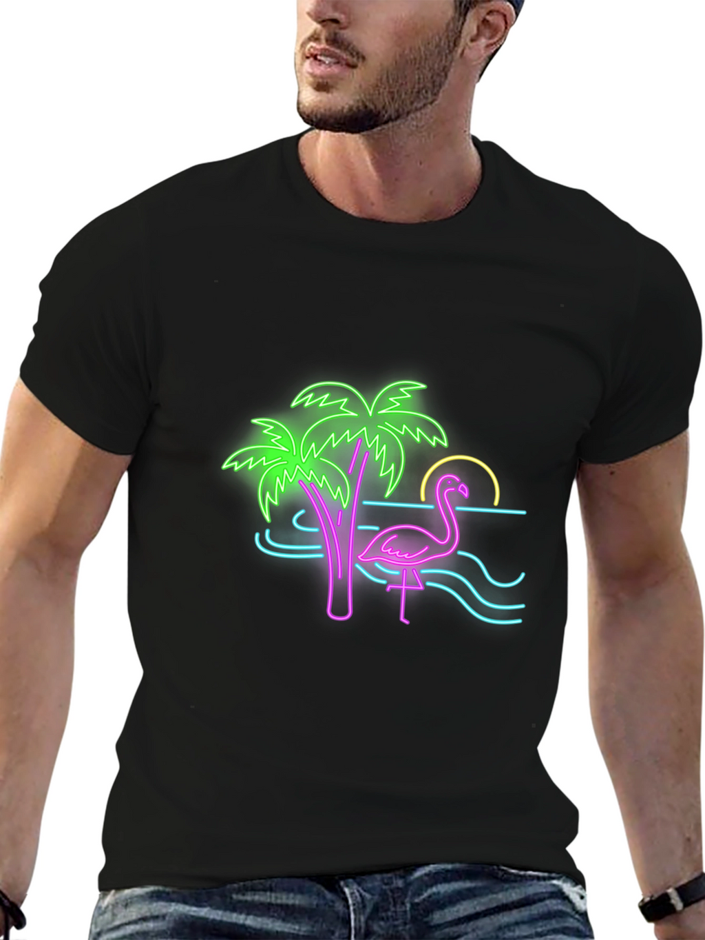 Neon Flamingo Graphic T-Shirt