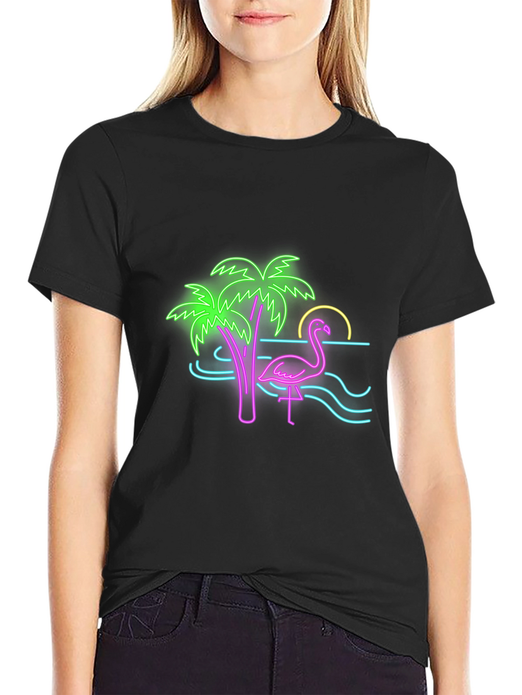 Neon Flamingo Graphic T-Shirt
