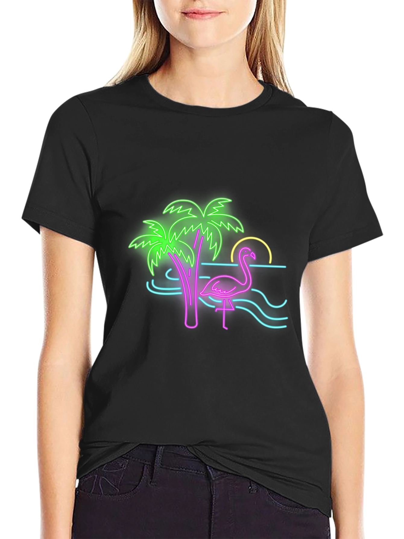 Neon Flamingo Graphic T-Shirt