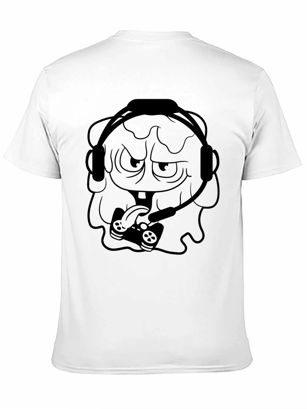 Gamer Cartoon Graphic Black T-Shirt