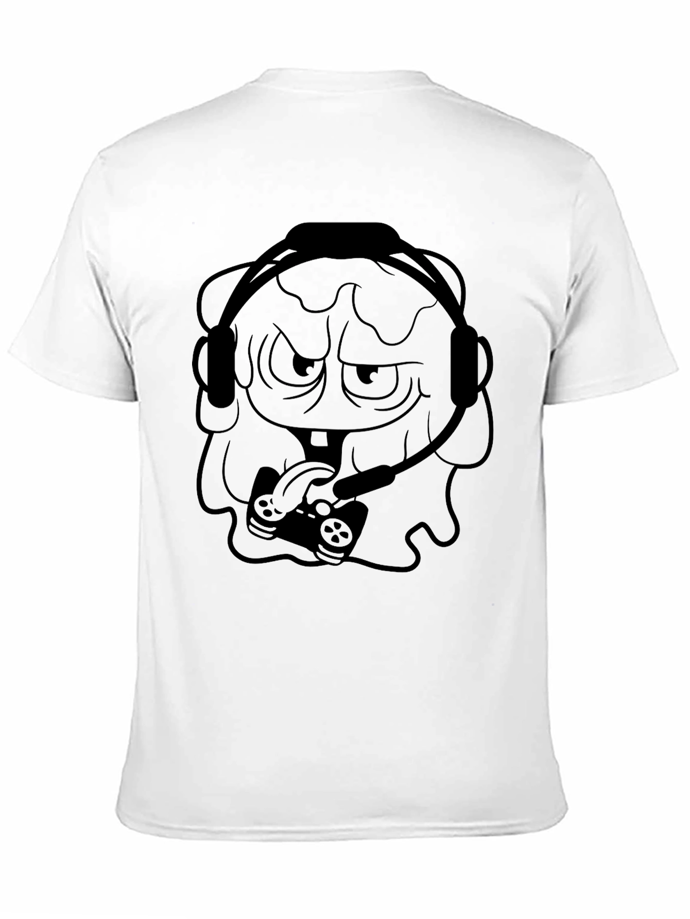 Gamer Cartoon Graphic Black T-Shirt
