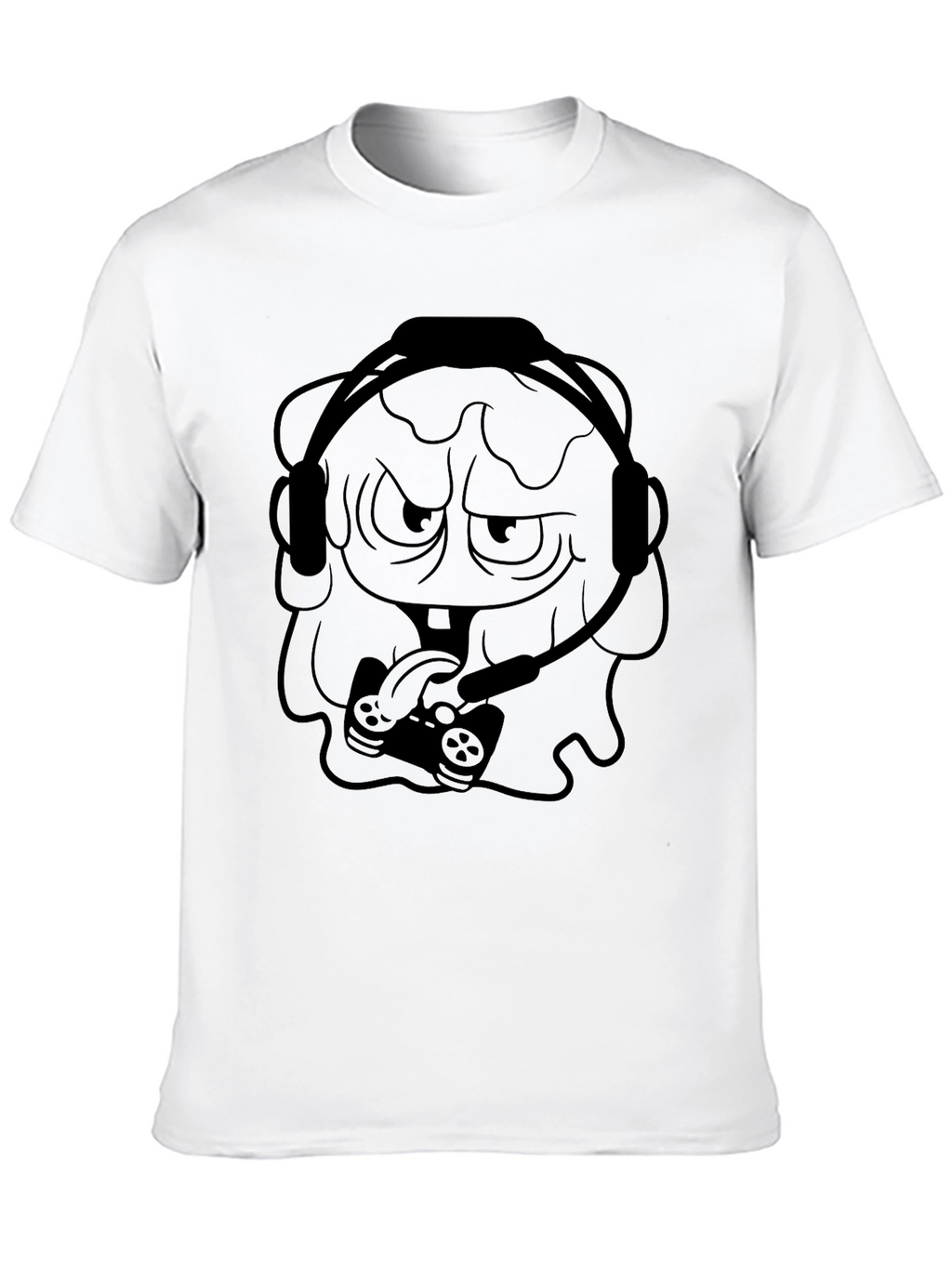 Gamer Cartoon Graphic Black T-Shirt