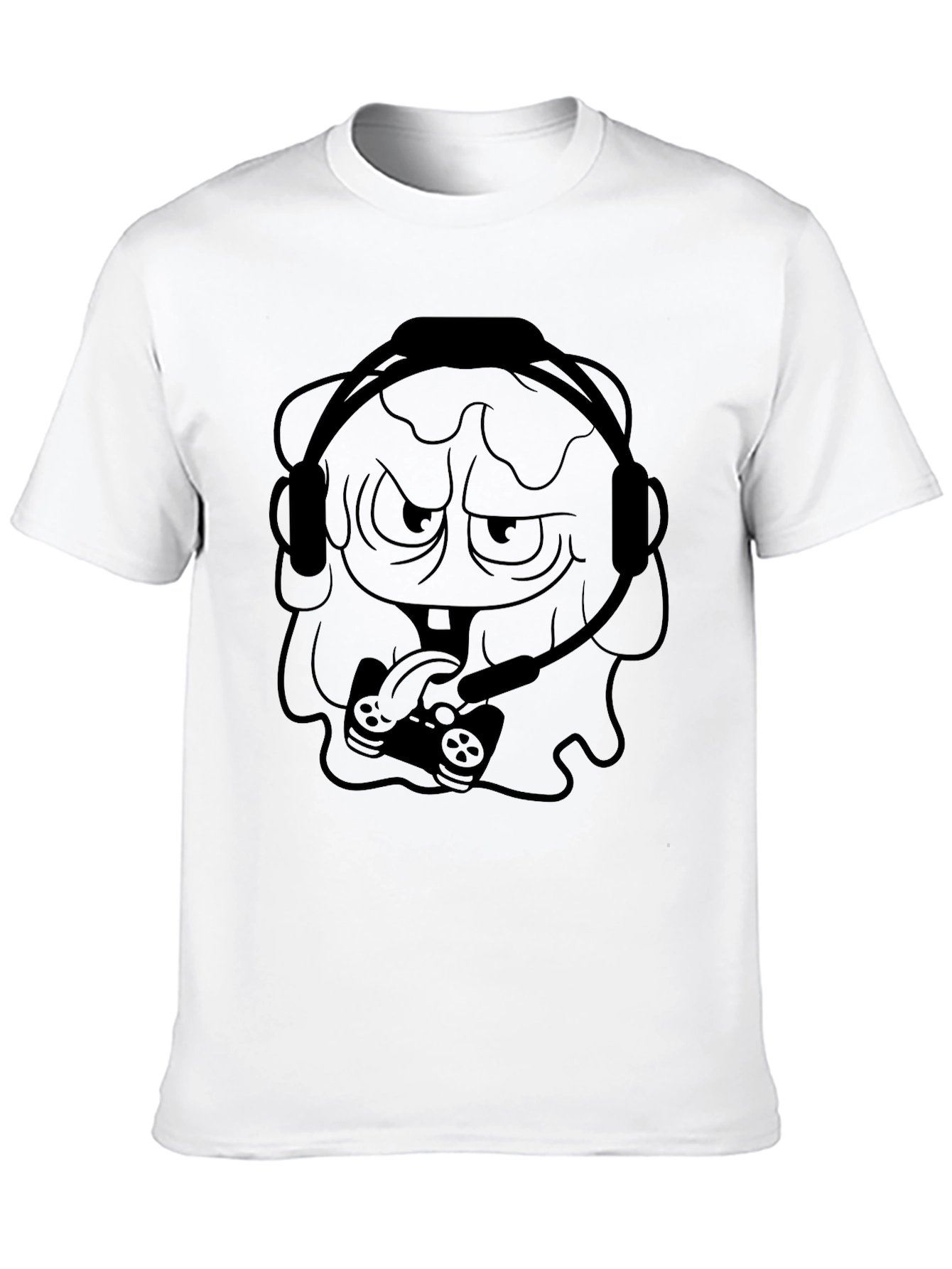 Gamer Cartoon Graphic Black T-Shirt