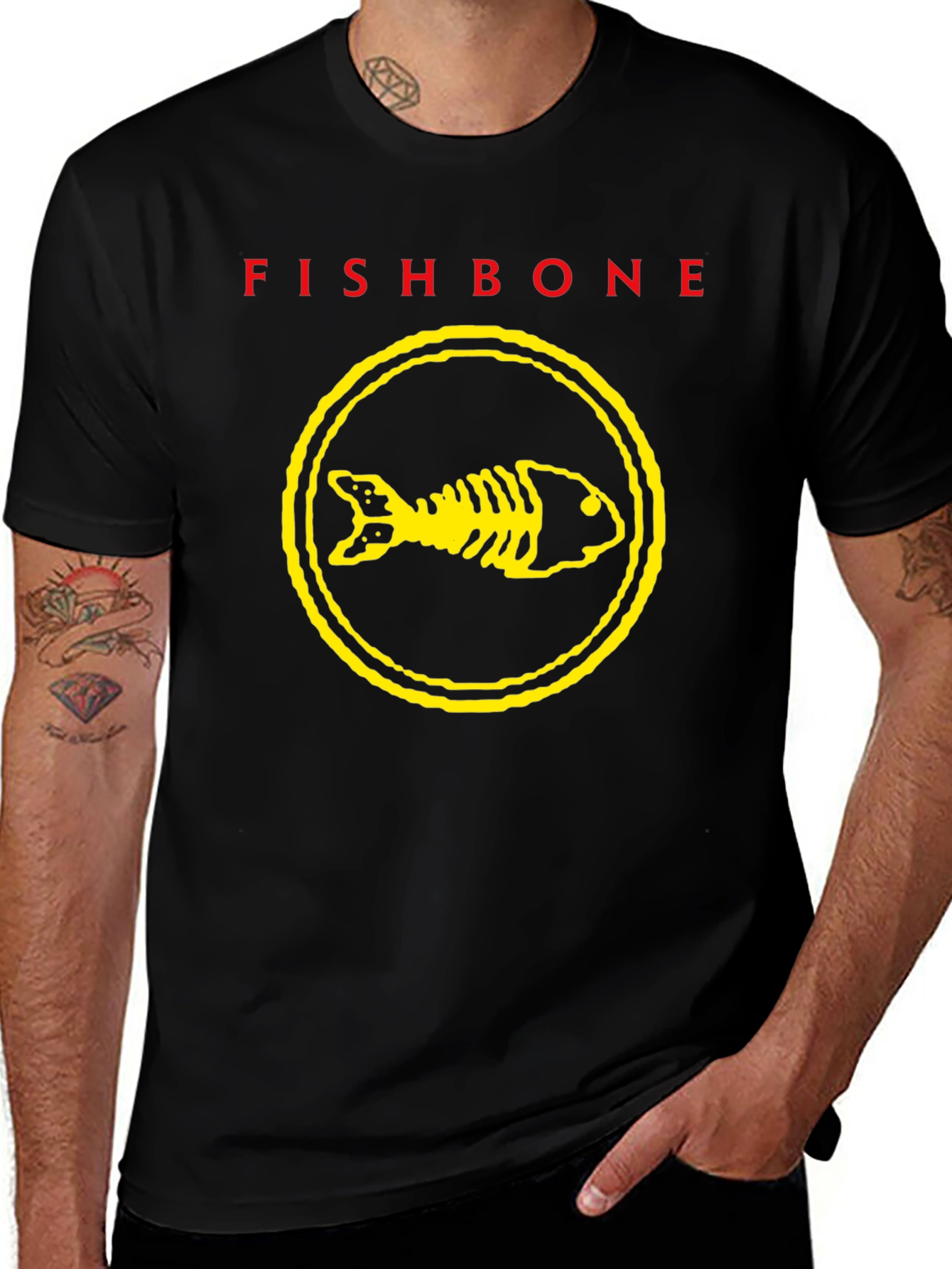 Fishbone Band T-Shirt - Black Graphic Print