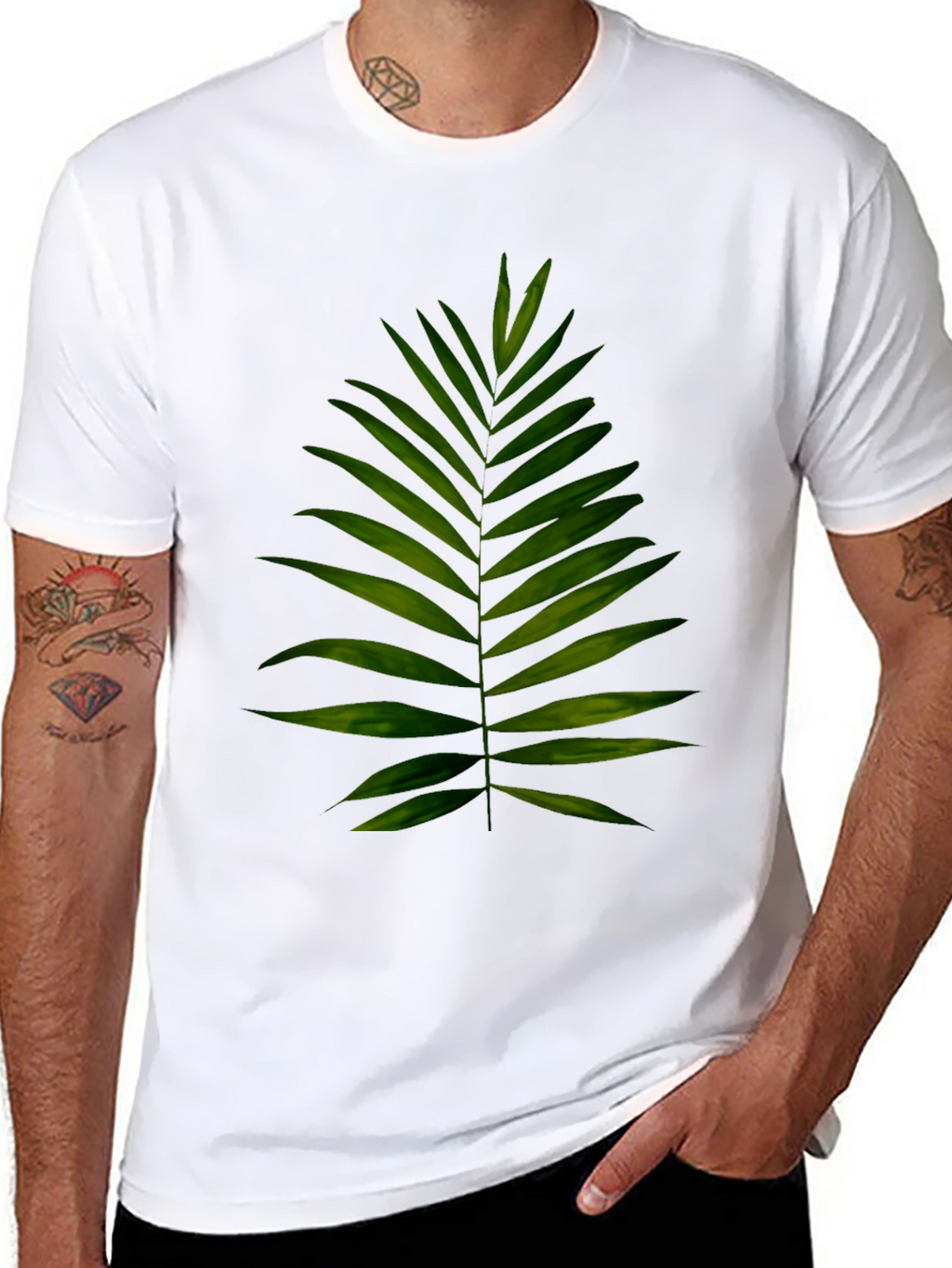 Leaf Print Black T-Shirt - Tropical Style