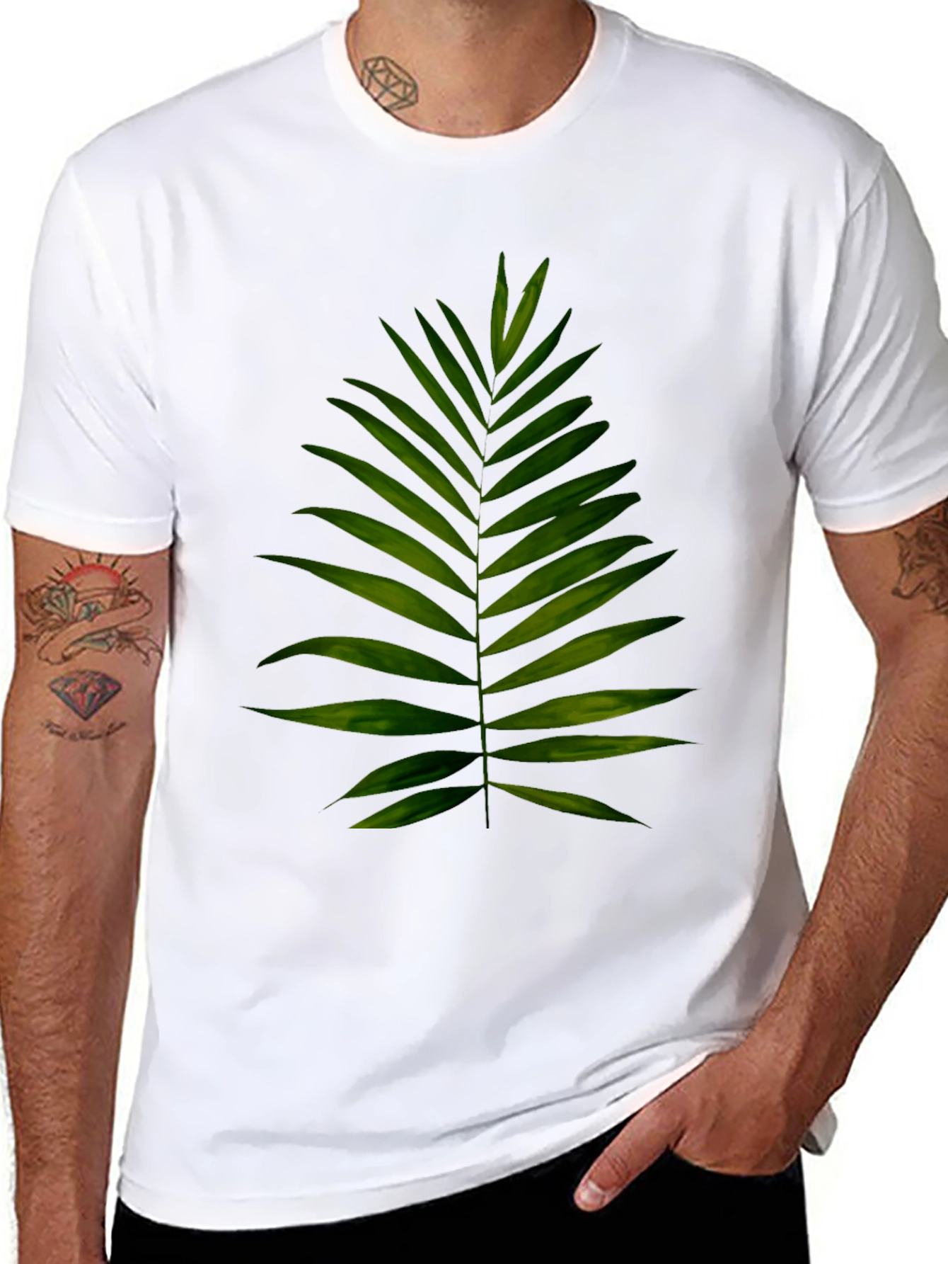 Leaf Print Black T-Shirt - Tropical Style