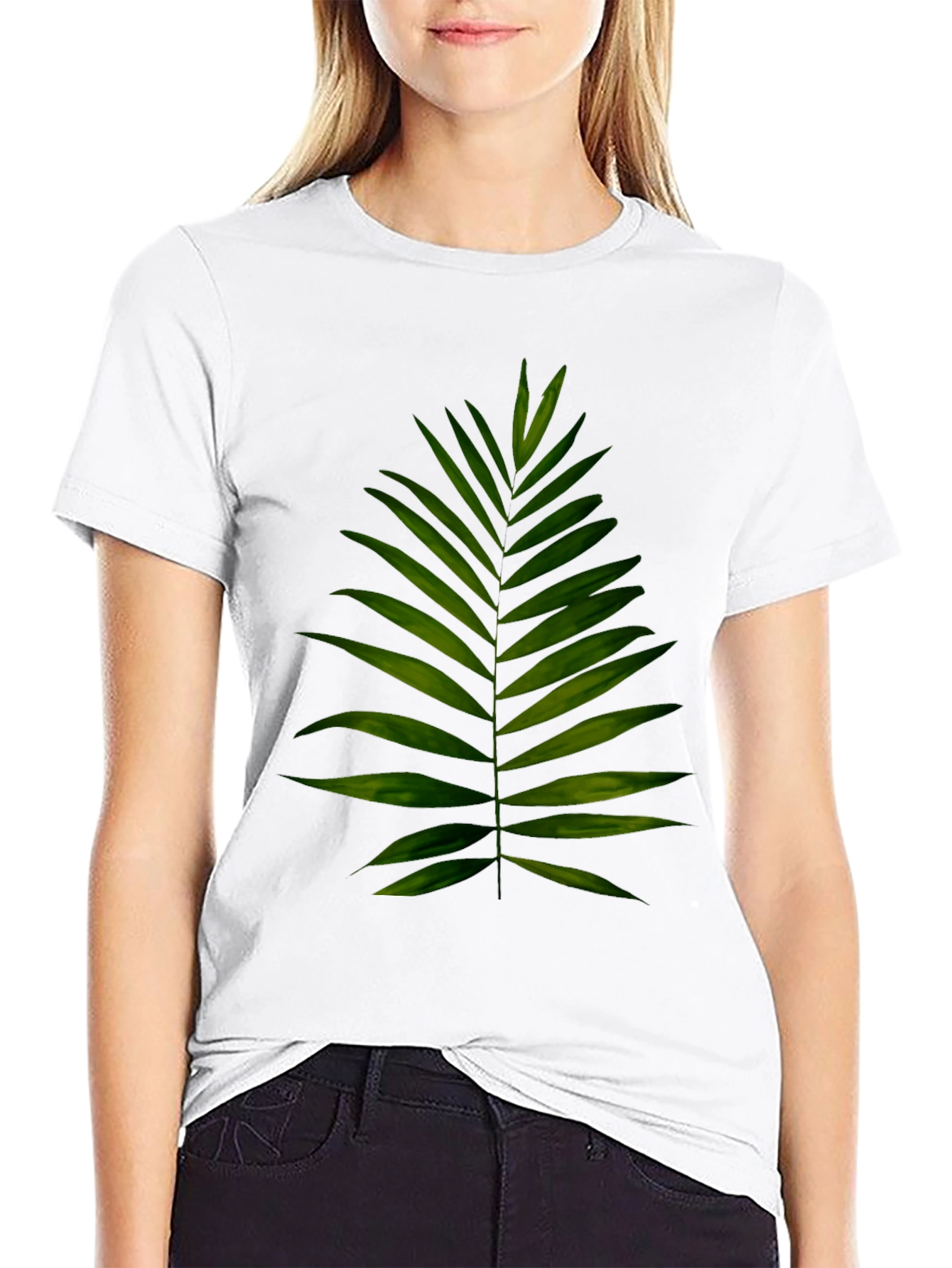 Leaf Print Black T-Shirt - Tropical Style