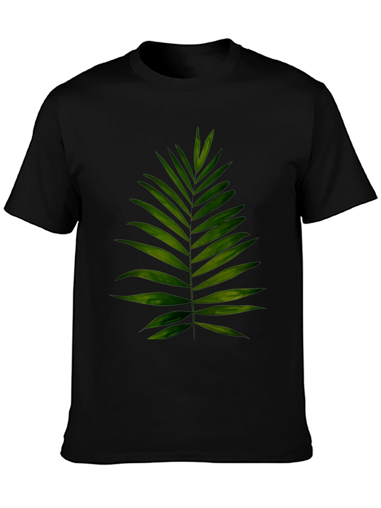 Leaf Print Black T-Shirt - Tropical Style