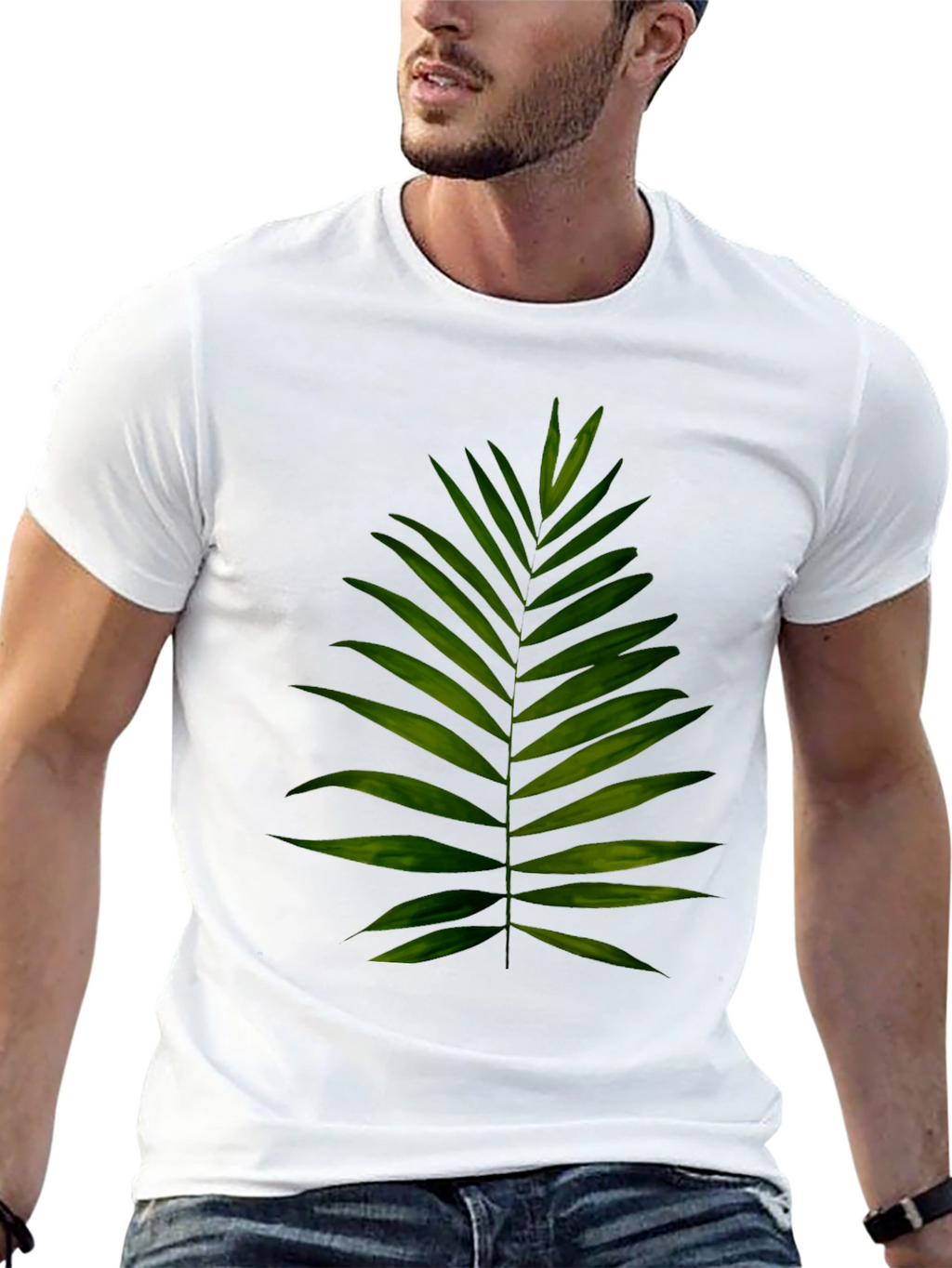 Leaf Print Black T-Shirt - Tropical Style
