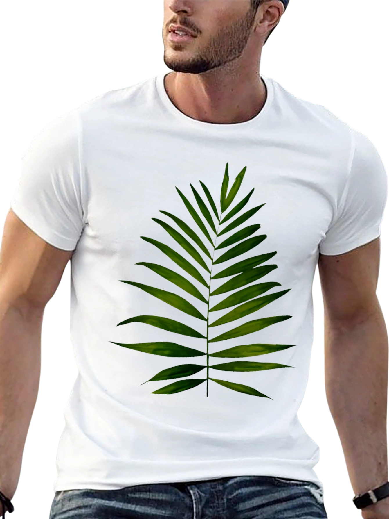 Leaf Print Black T-Shirt - Tropical Style