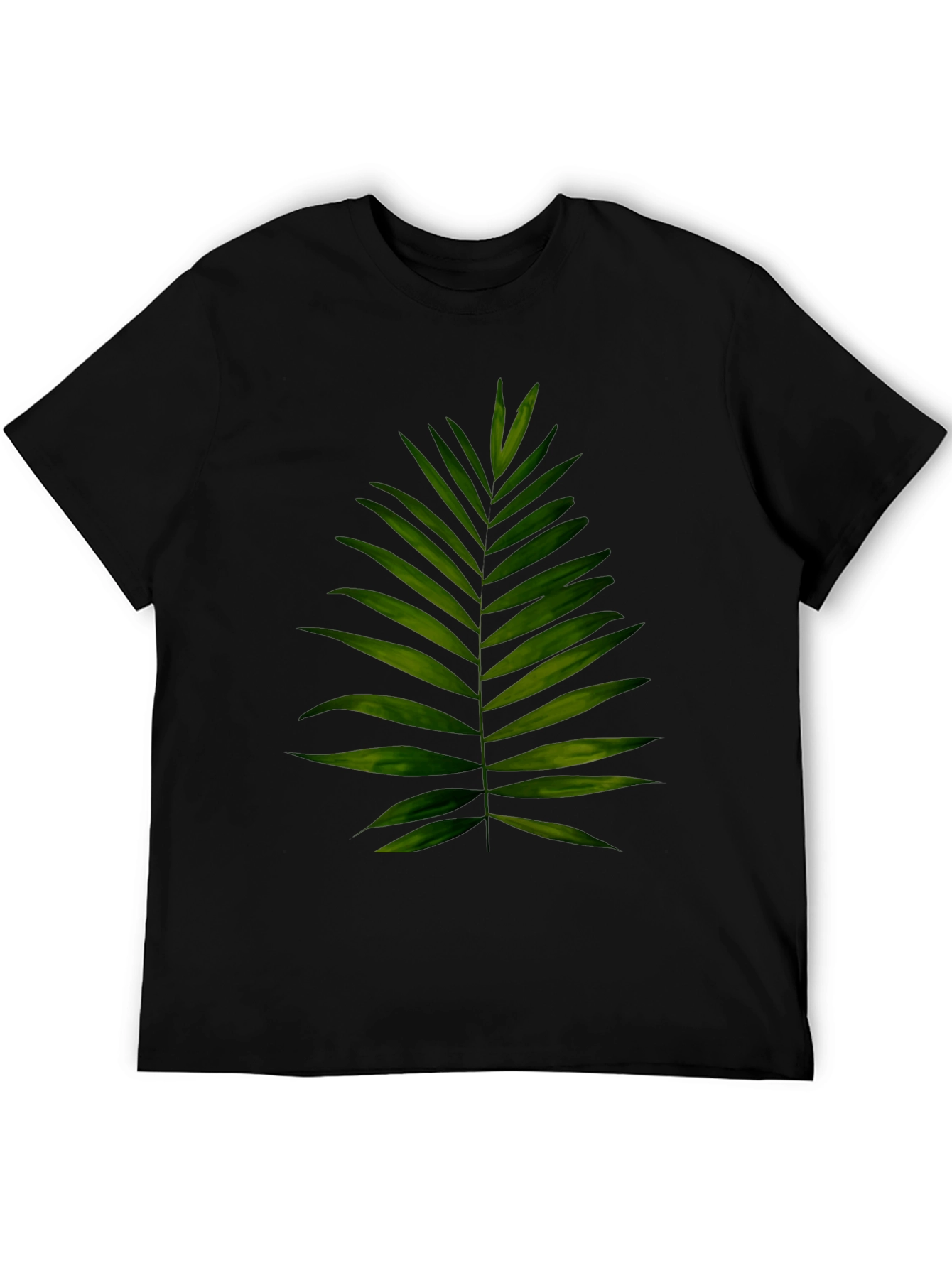 Leaf Print Black T-Shirt - Tropical Style