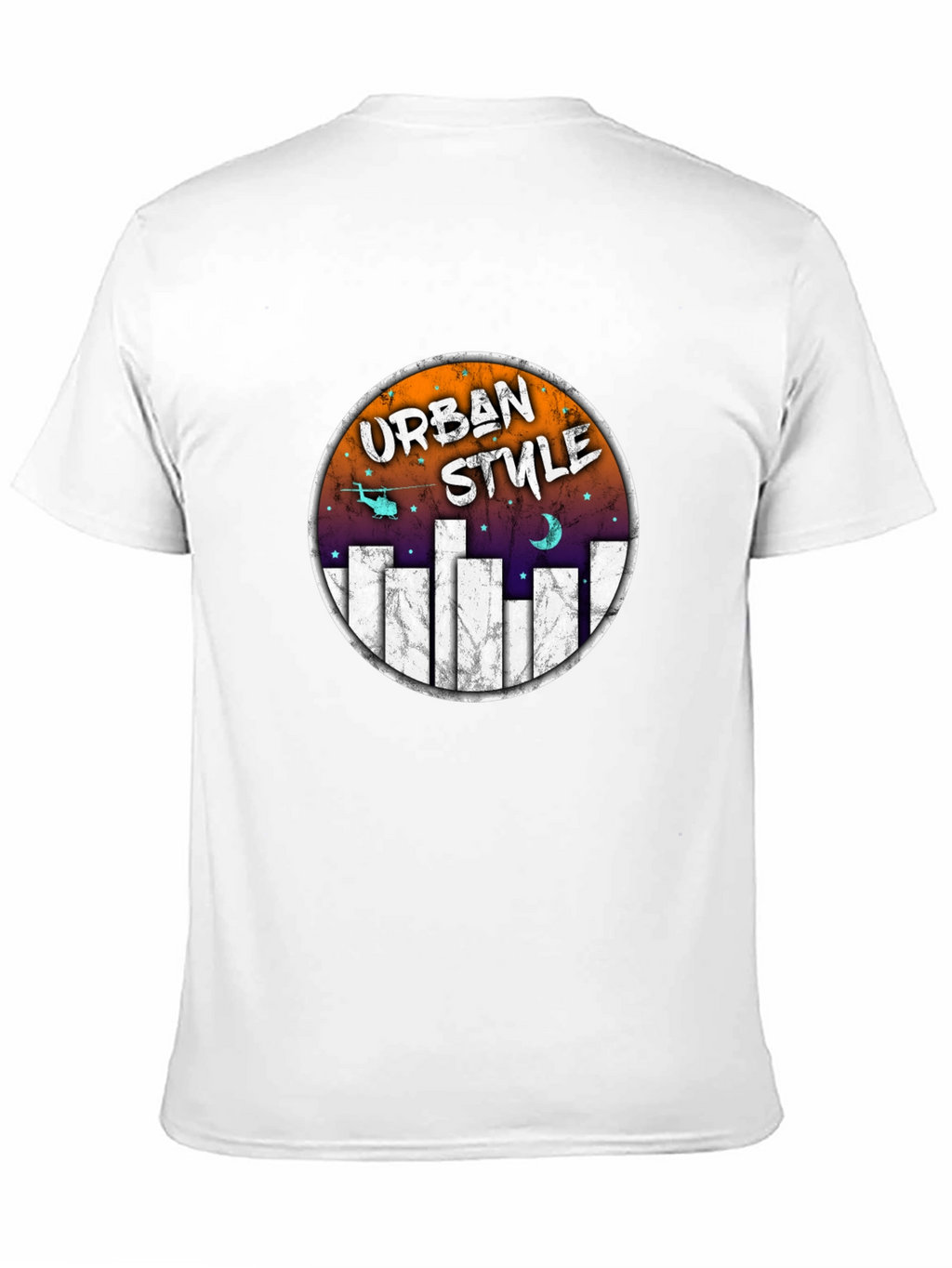 Urban Style Graphic Tee - Black Crew Neck