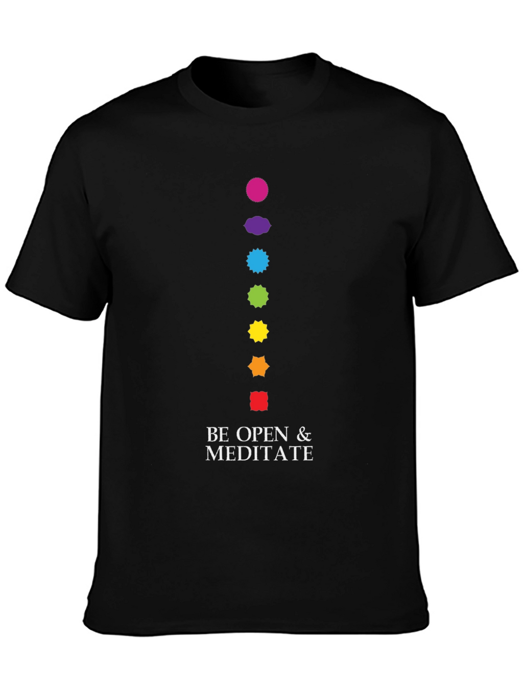 Meditate Graphic Tee - Chakra Design Black Cotton T-Shirt