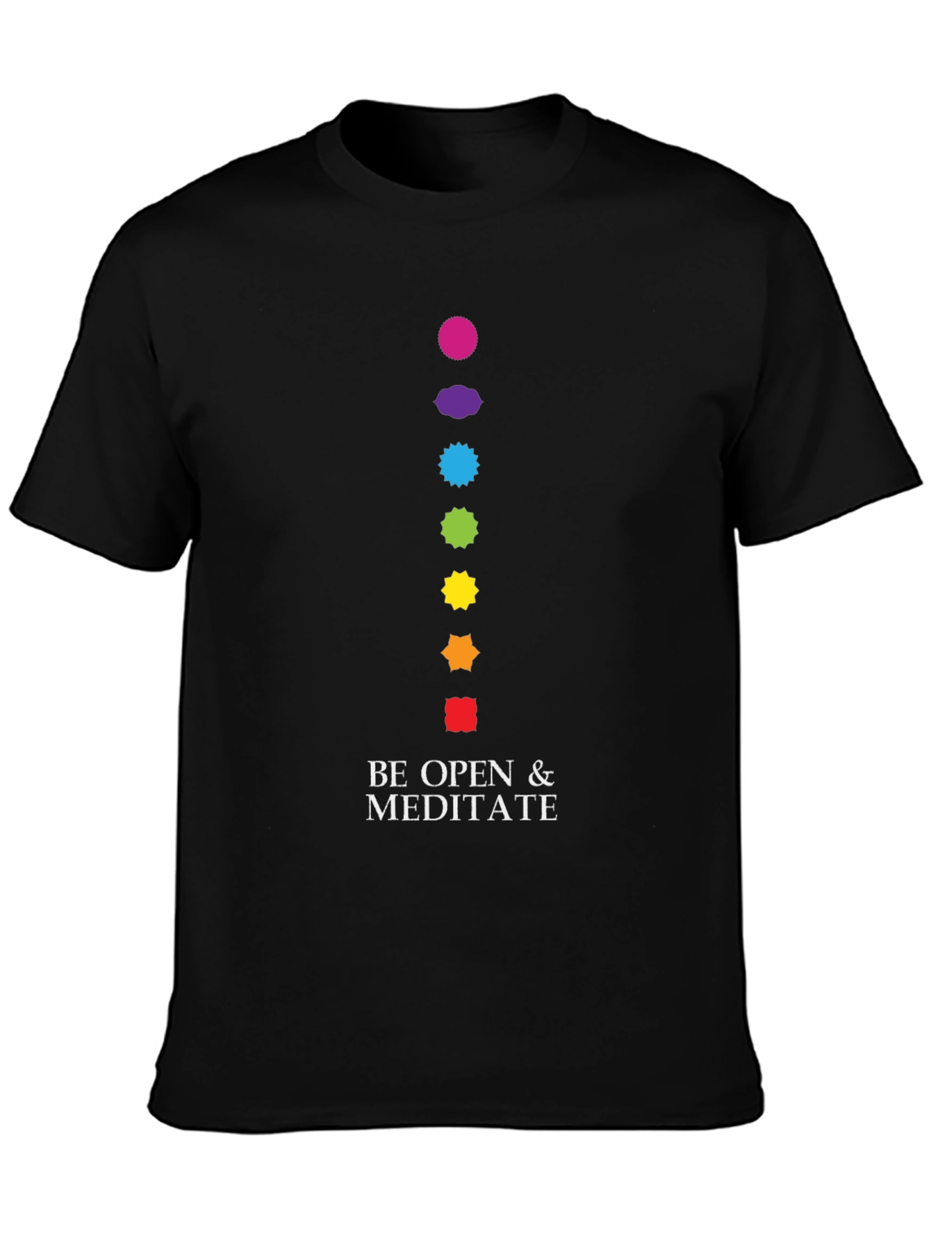 Meditate Graphic Tee - Chakra Design Black Cotton T-Shirt