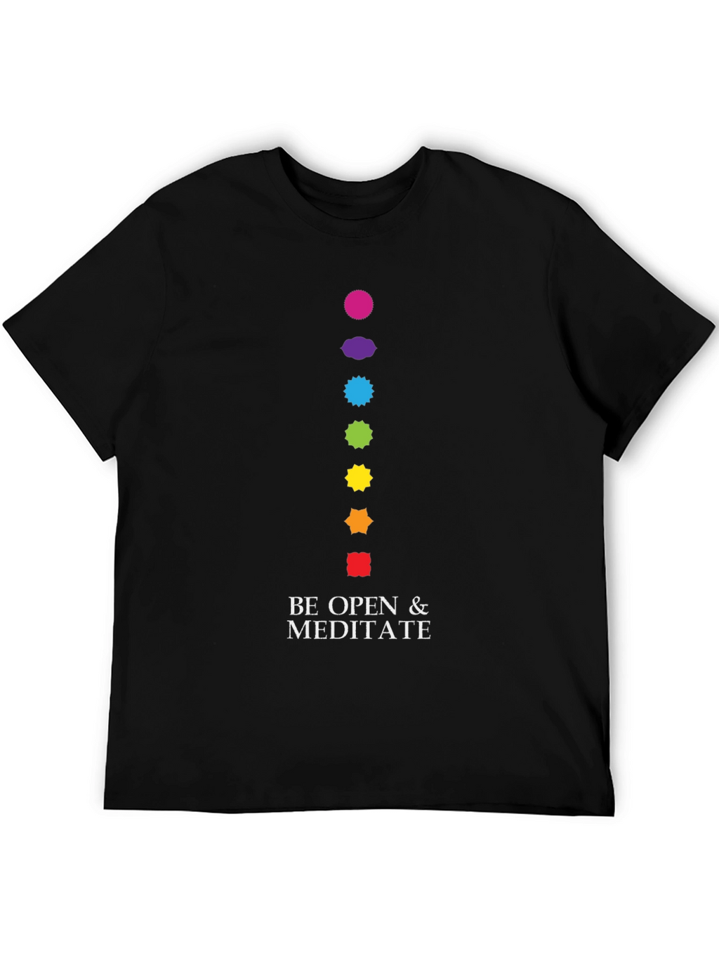 Meditate Graphic Tee - Chakra Design Black Cotton T-Shirt