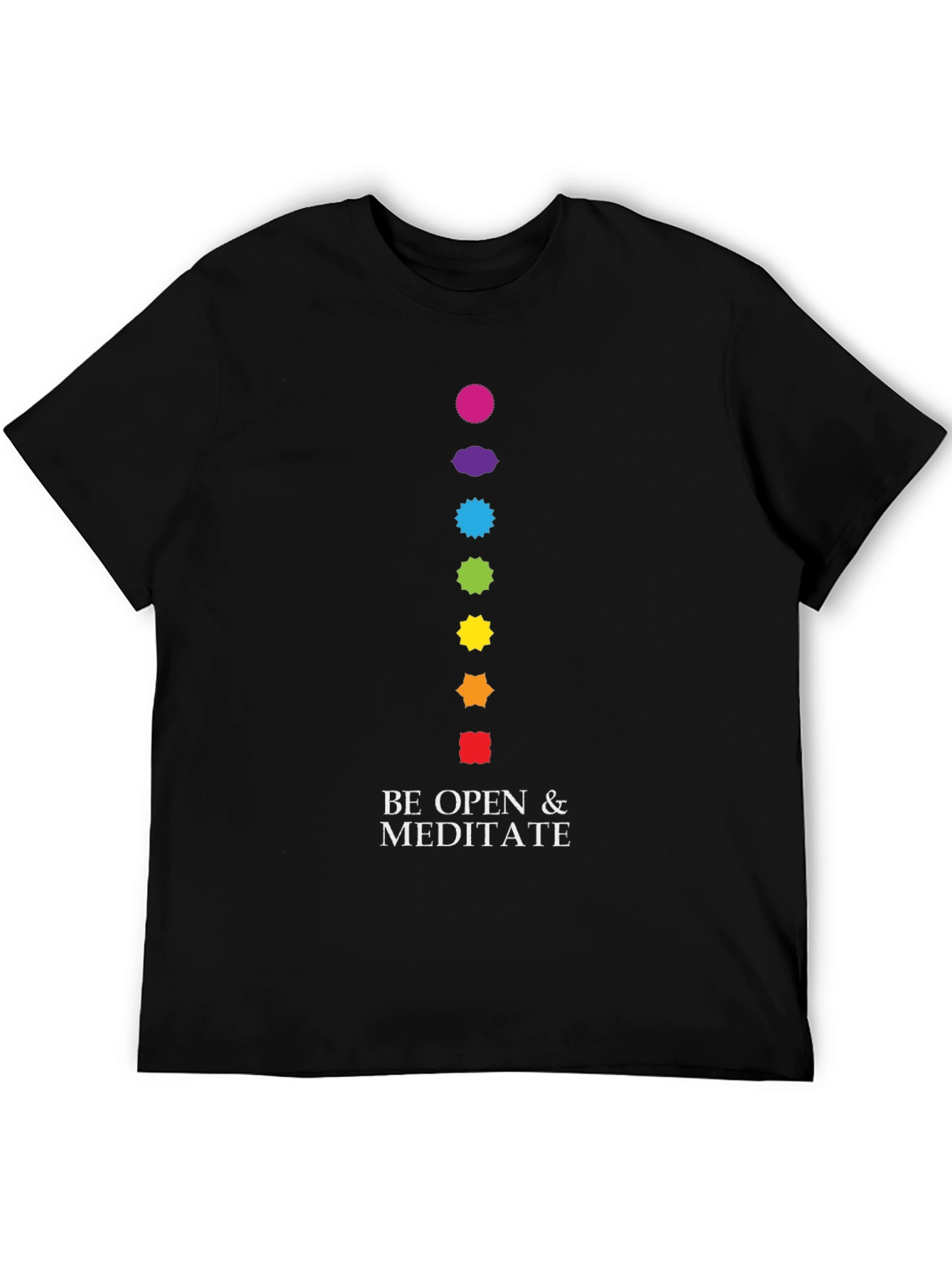 Meditate Graphic Tee - Chakra Design Black Cotton T-Shirt