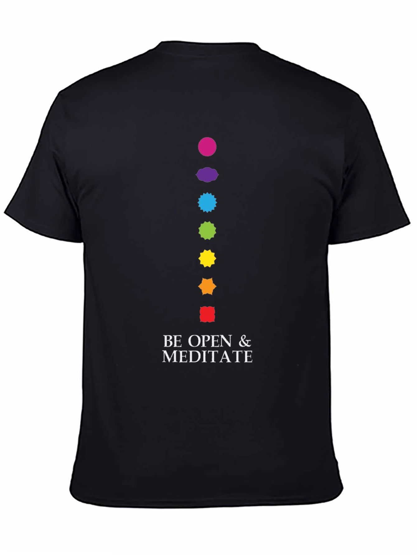 Meditate Graphic Tee - Chakra Design Black Cotton T-Shirt