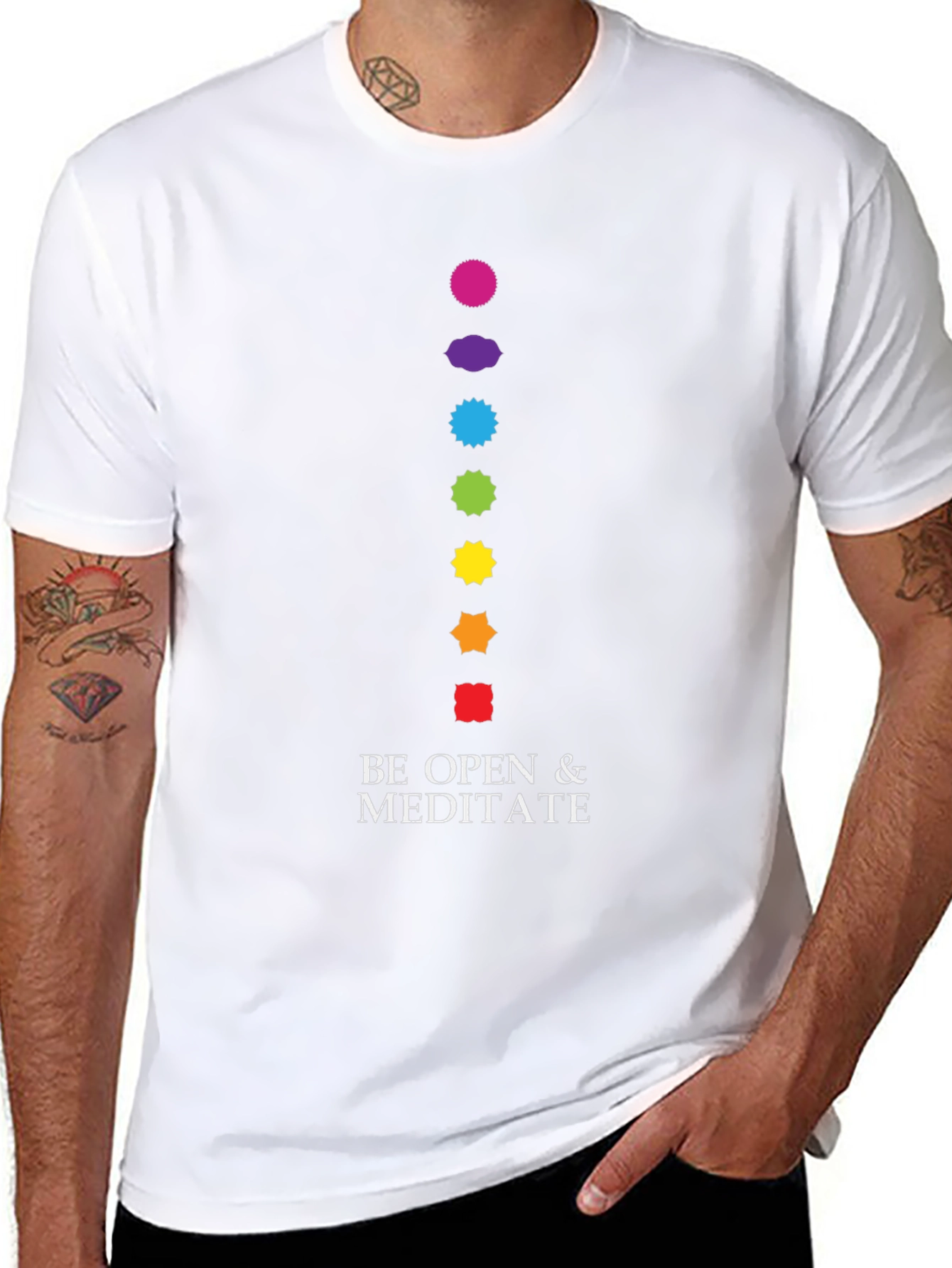 Meditate Graphic Tee - Chakra Design Black Cotton T-Shirt