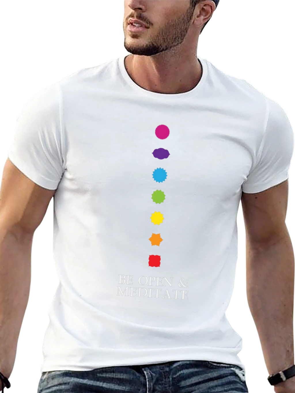 Meditate Graphic Tee - Chakra Design Black Cotton T-Shirt