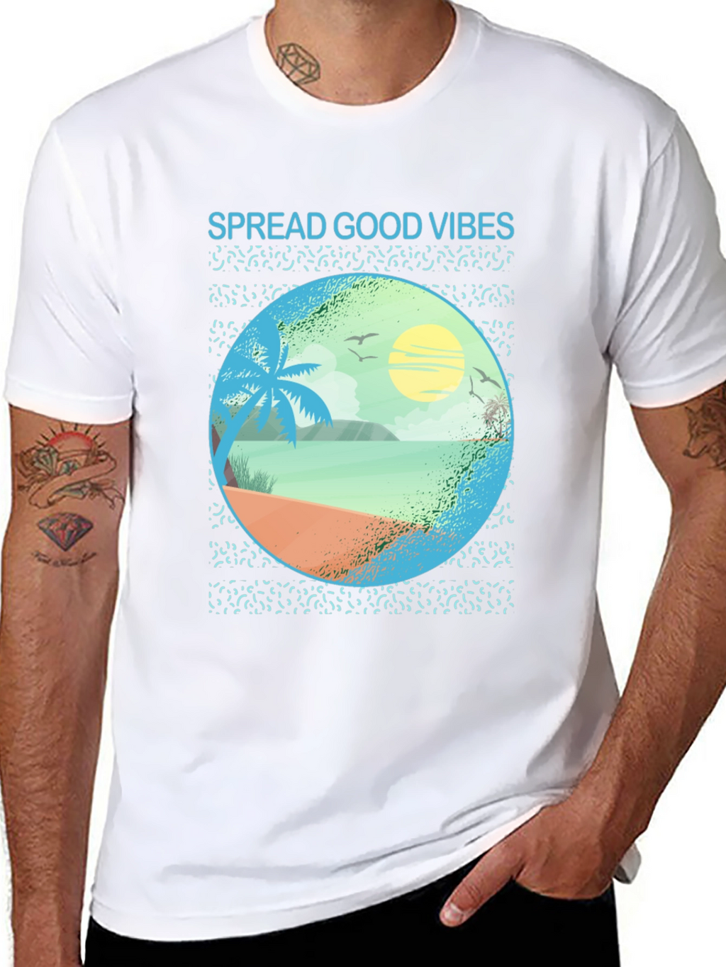Spread Good Vibes Beach Graphic Tee - Black