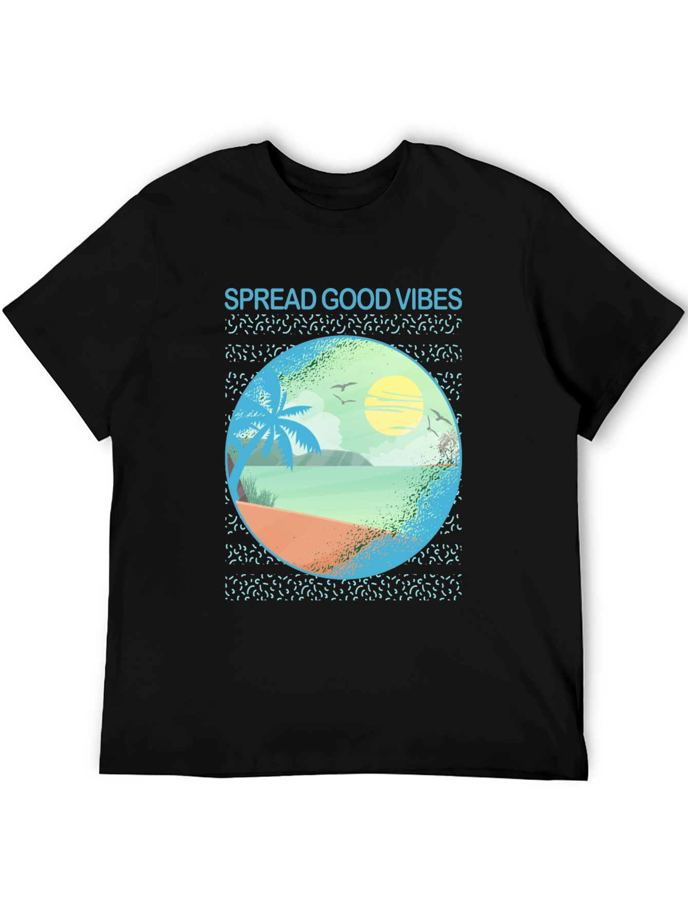 Spread Good Vibes Beach Graphic Tee - Black