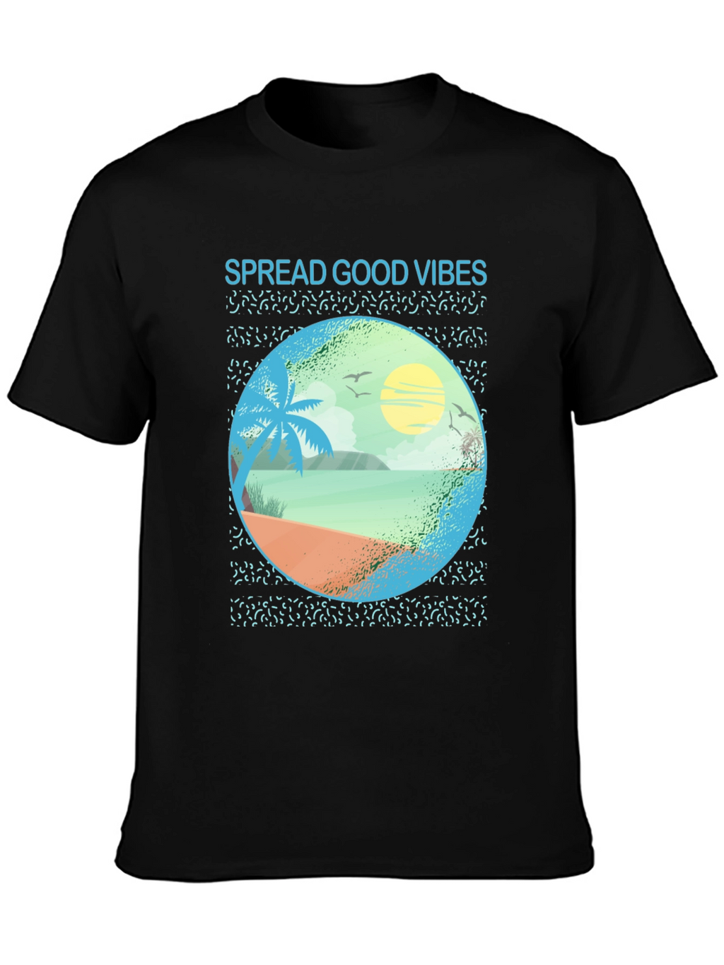 Spread Good Vibes Beach Graphic Tee - Black