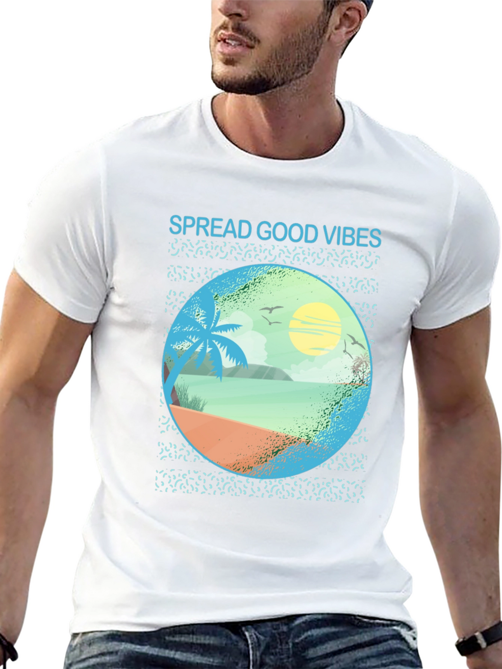 Spread Good Vibes Beach Graphic Tee - Black