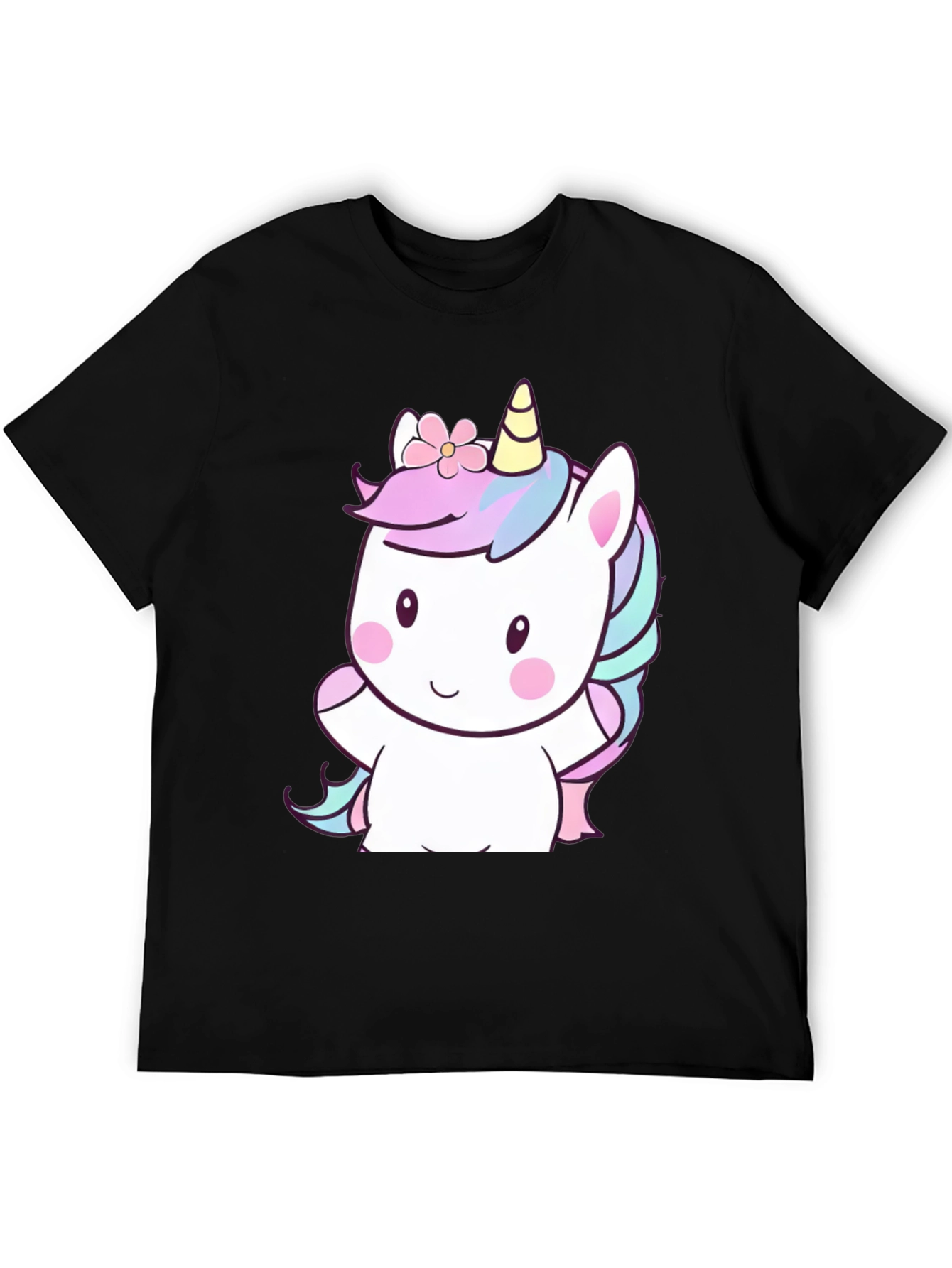 Cute Unicorn Graphic Tee - Mens Black T-Shirt
