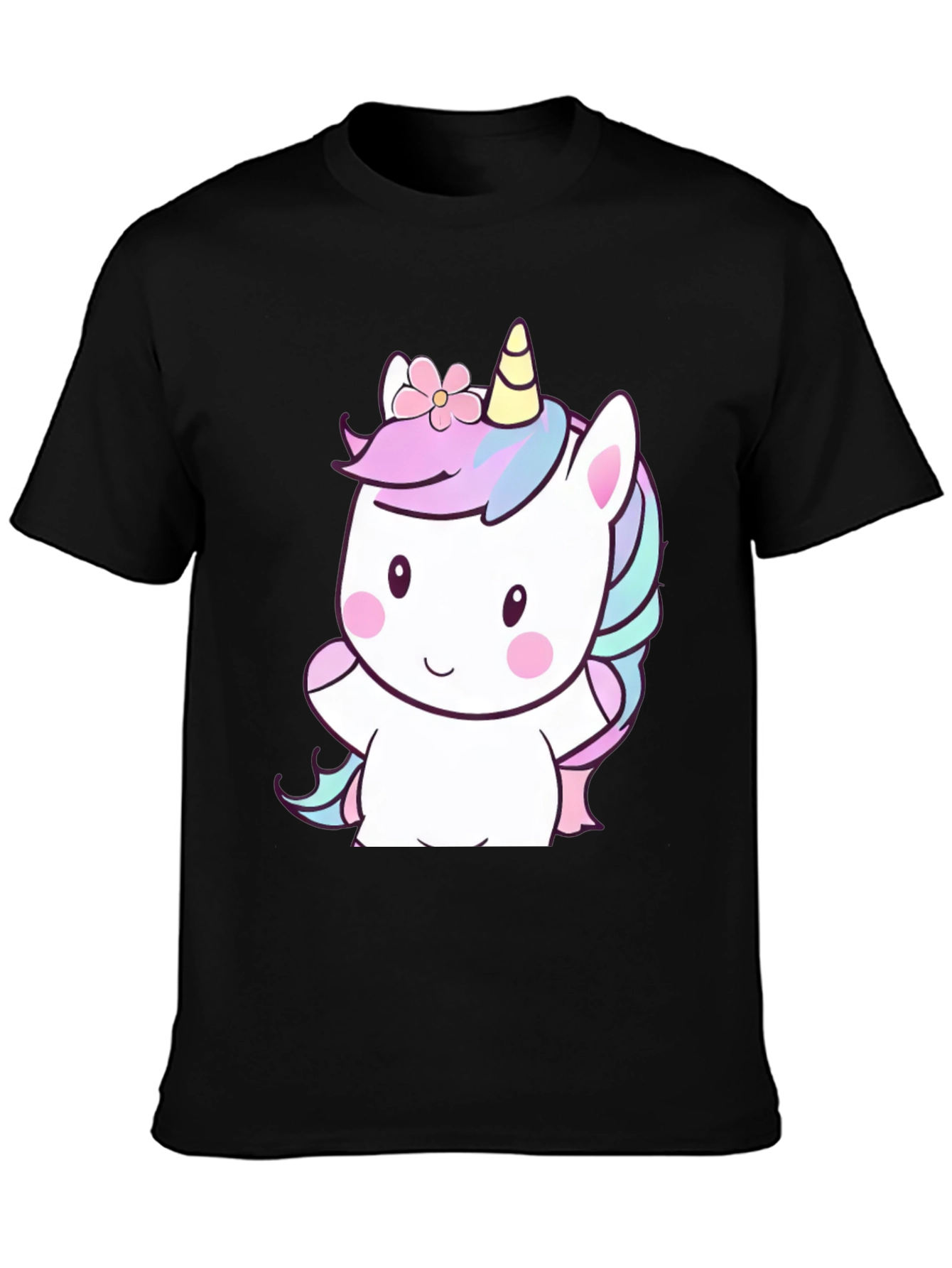 Cute Unicorn Graphic Tee - Mens Black T-Shirt