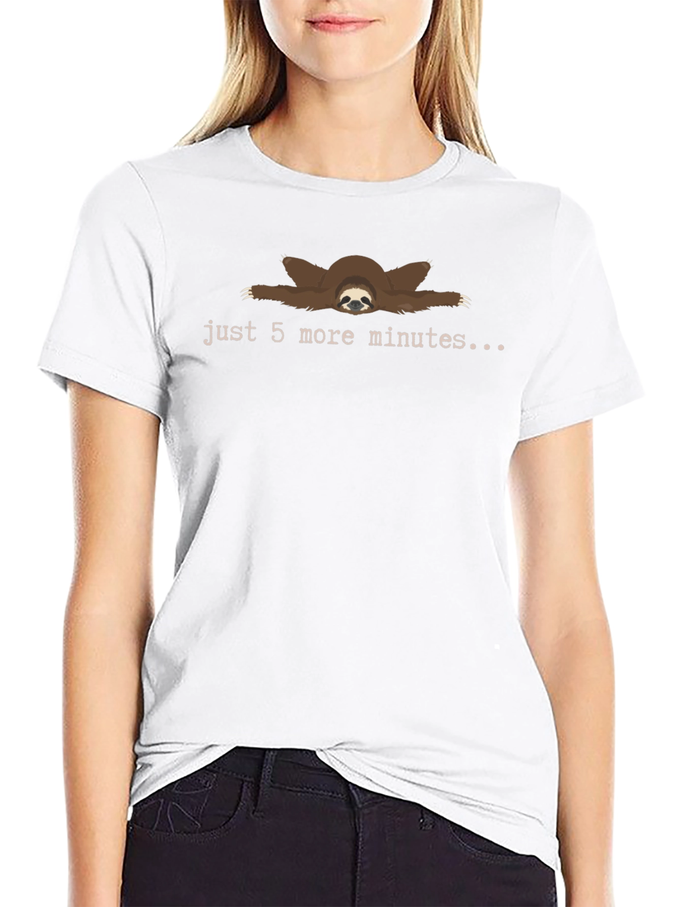 Just 5 More Minutes Sloth Graphic T-Shirt