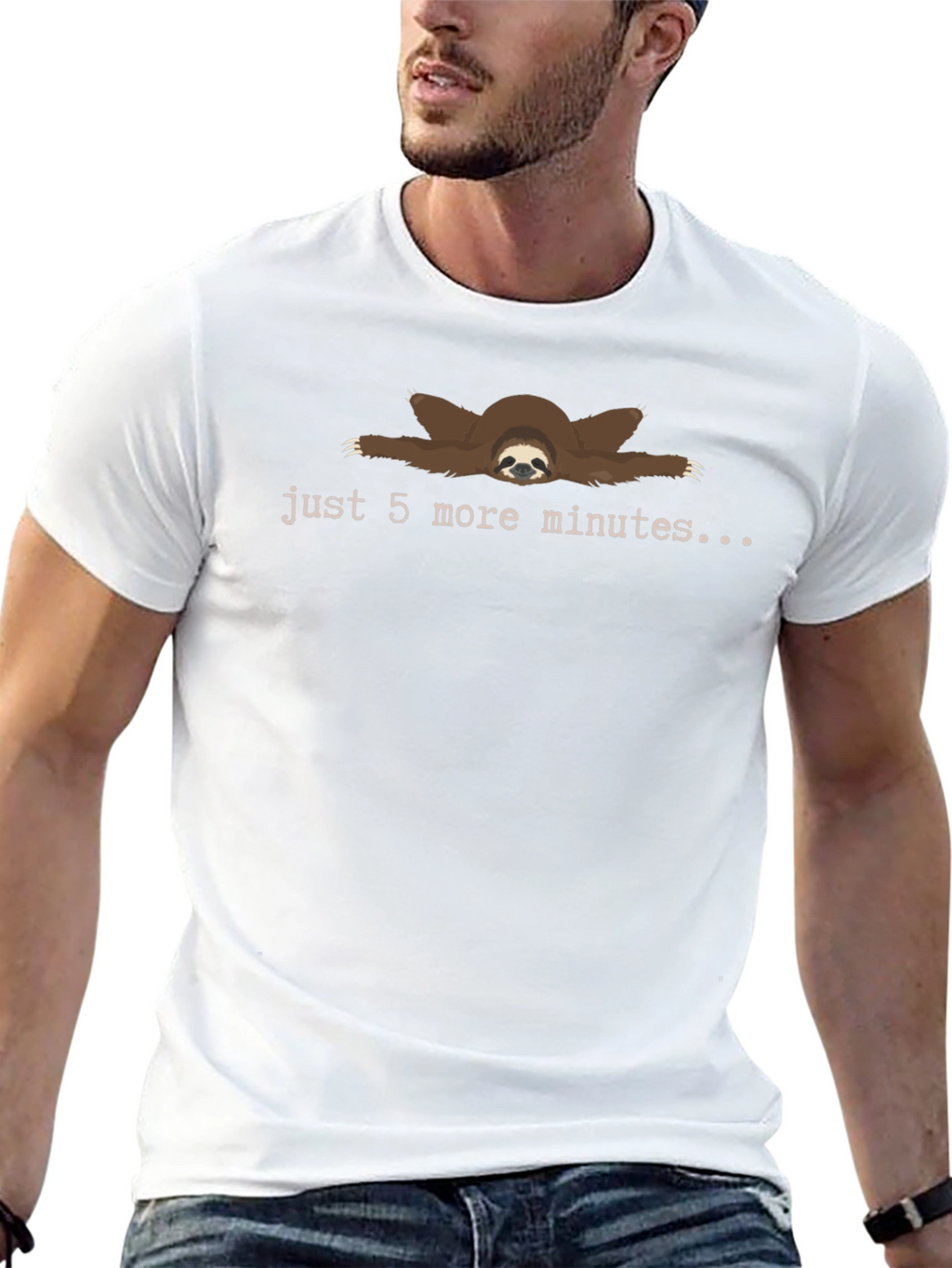 Just 5 More Minutes Sloth Graphic T-Shirt