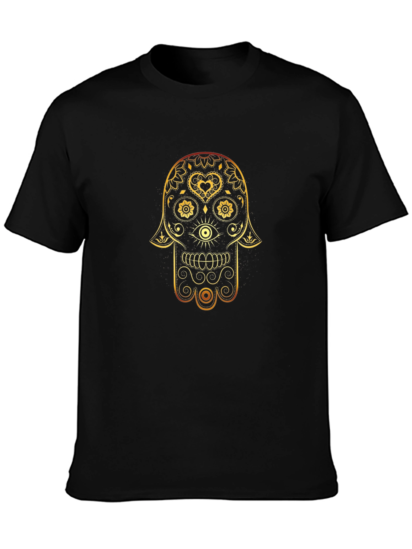 Golden Hamsa Hand Graphic Tee - Stylish Lucky Charm