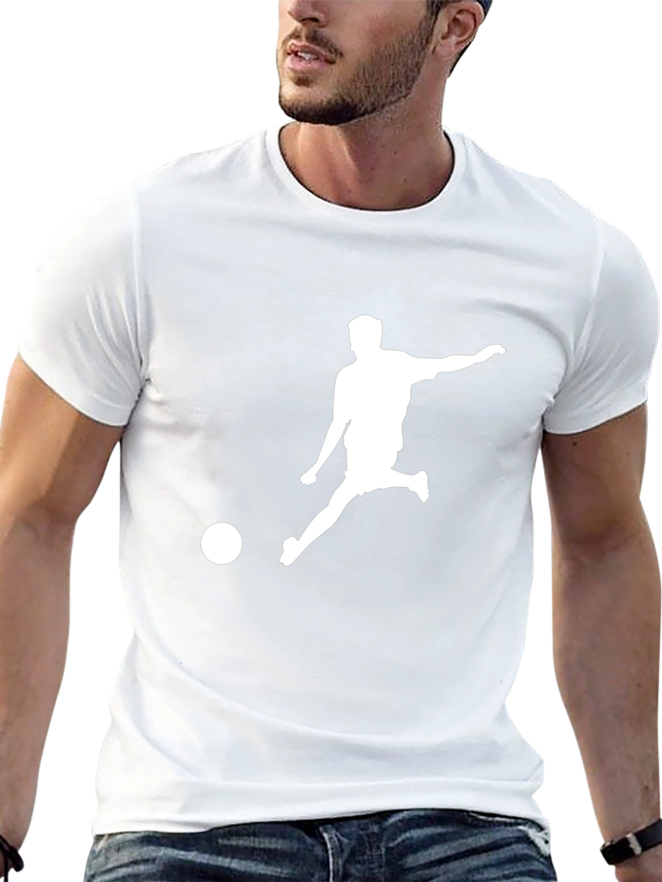 Soccer Player Graphic T-Shirt - Black