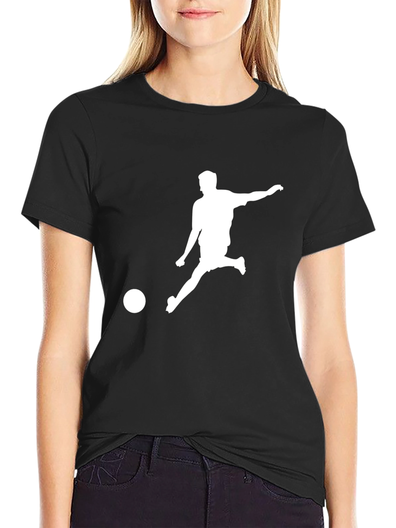 Soccer Player Graphic T-Shirt - Black